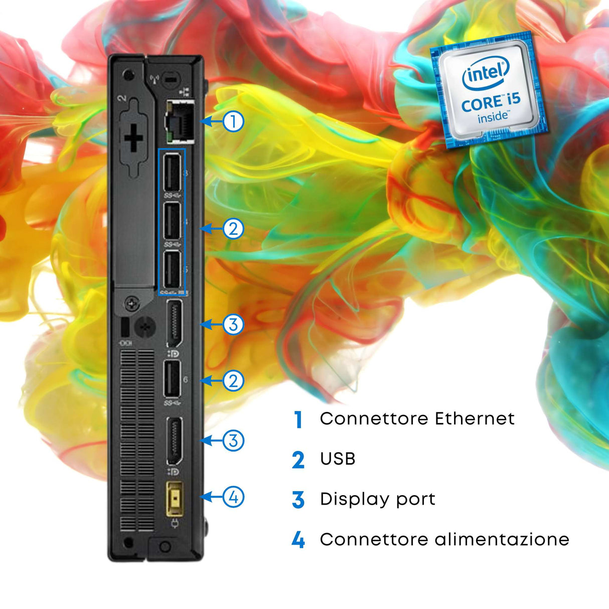 PC Computer Desktop Fisso Lenovo M710Q Tiny i5-6400 Ram 8GB SSD 256GB Win 10 Pro Libre