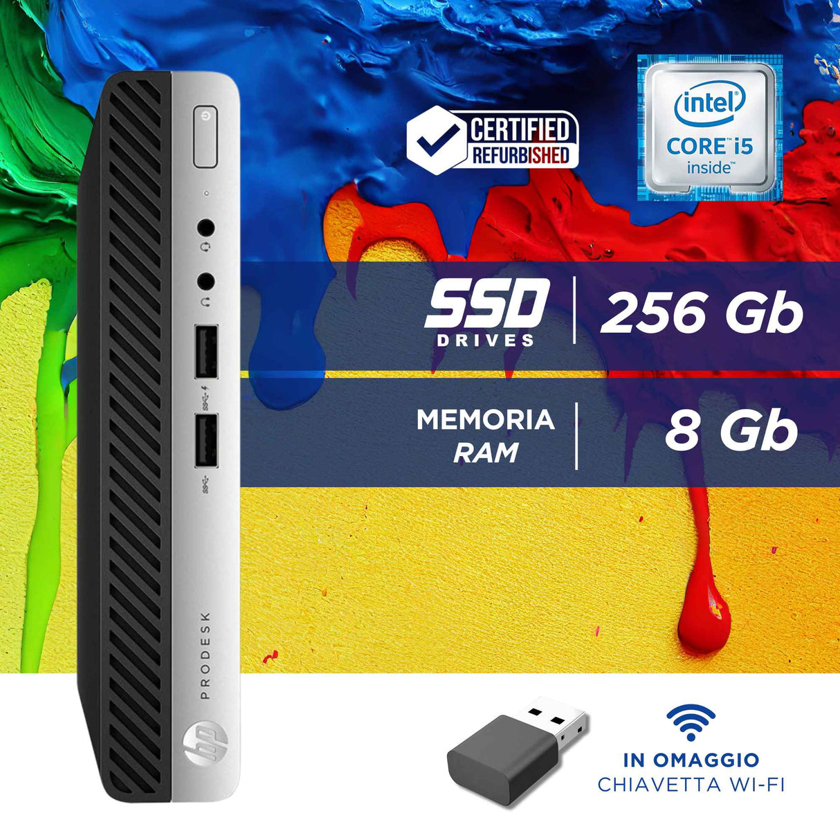 G1F - HP Prodesk 400 G4 MINI I5-8500T Ram 8GB SSD 256GB Win 11 Libre