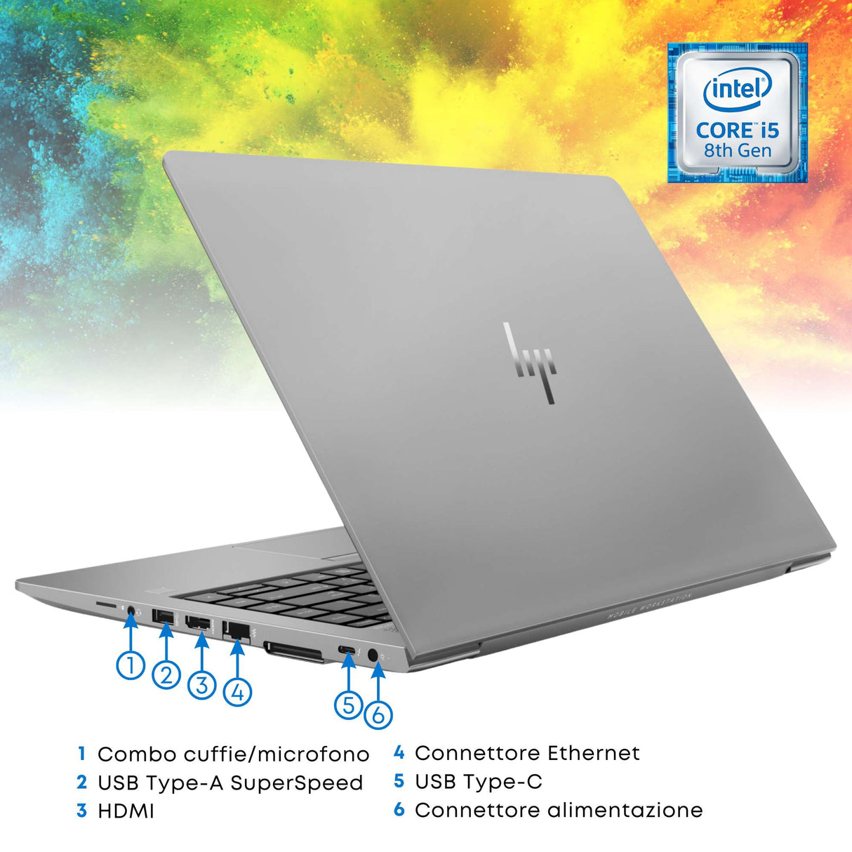 Notebook Pc Portatile HP Zbook 14u G15 i5-8350u Ram 16Gb SSD 256Gb Win 11