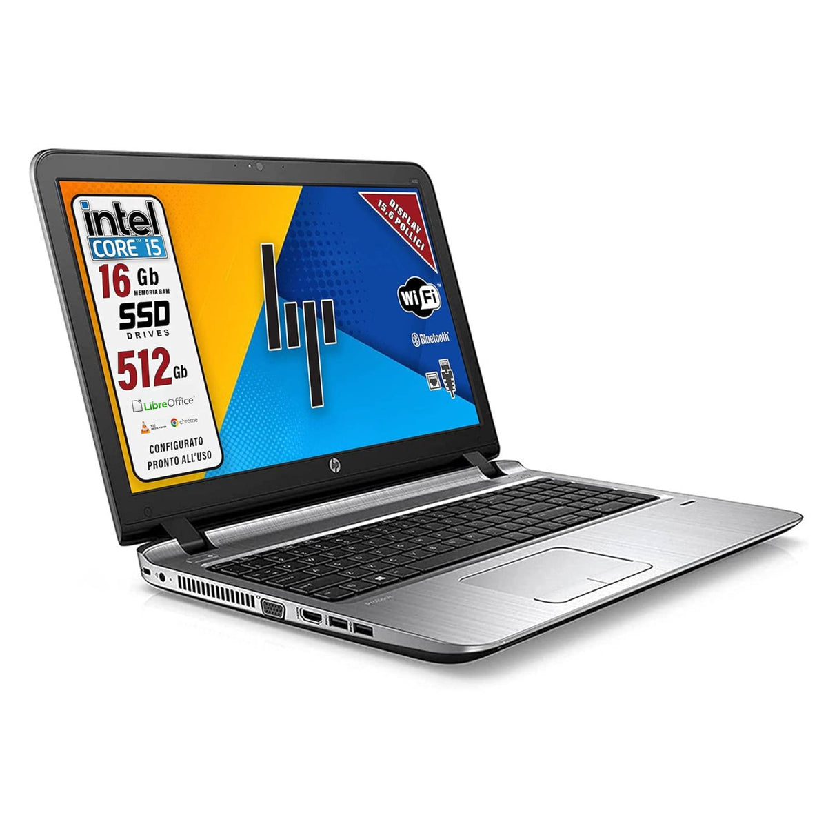 Notebook Pc Portatile HP Probook 450 G3 i5-6200U 15,6" Ram 16GB 512GB SSD Win 10 Pro