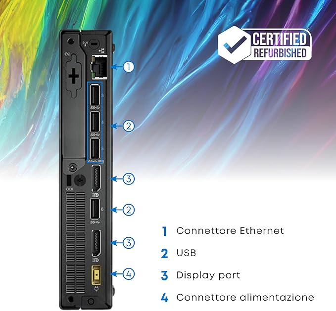 Pc Computer Desktop Fisso Lenovo M920Q Tiny i5-8500T Ram 8GB SSD 256GB Win 11 Pro