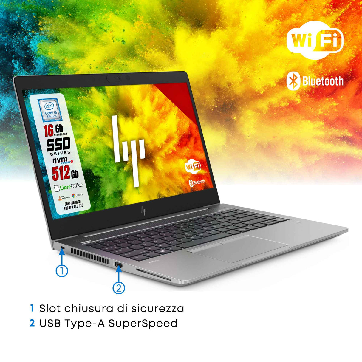 Notebook Pc Portatile HP Zbook 14u G15 i5-8350u Ram 16Gb SSD 256Gb Win 11