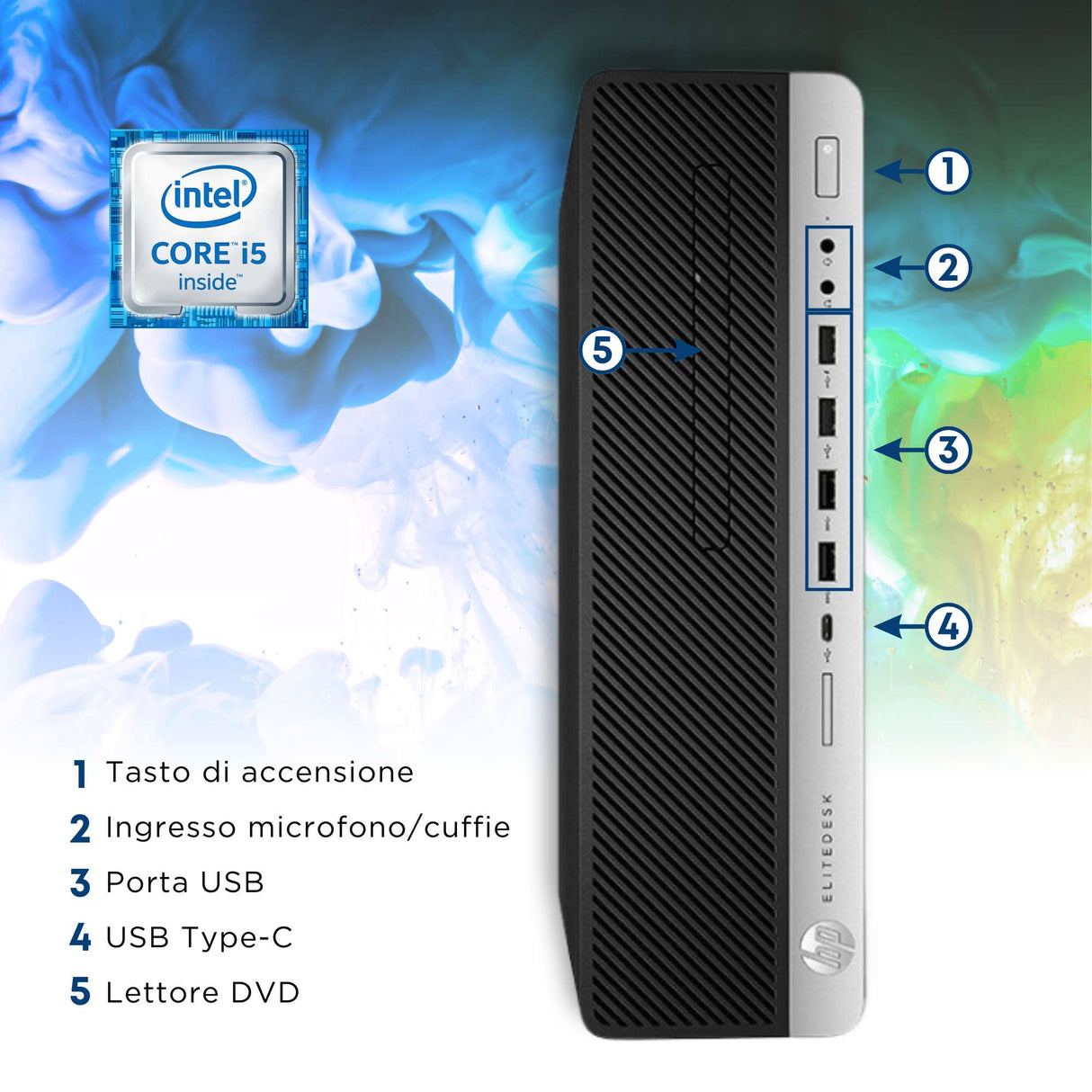 PC Computer Desktop HP 600 G4 SFF i5-8500 Ram 16GB SSD 256GB Win 11 Pro