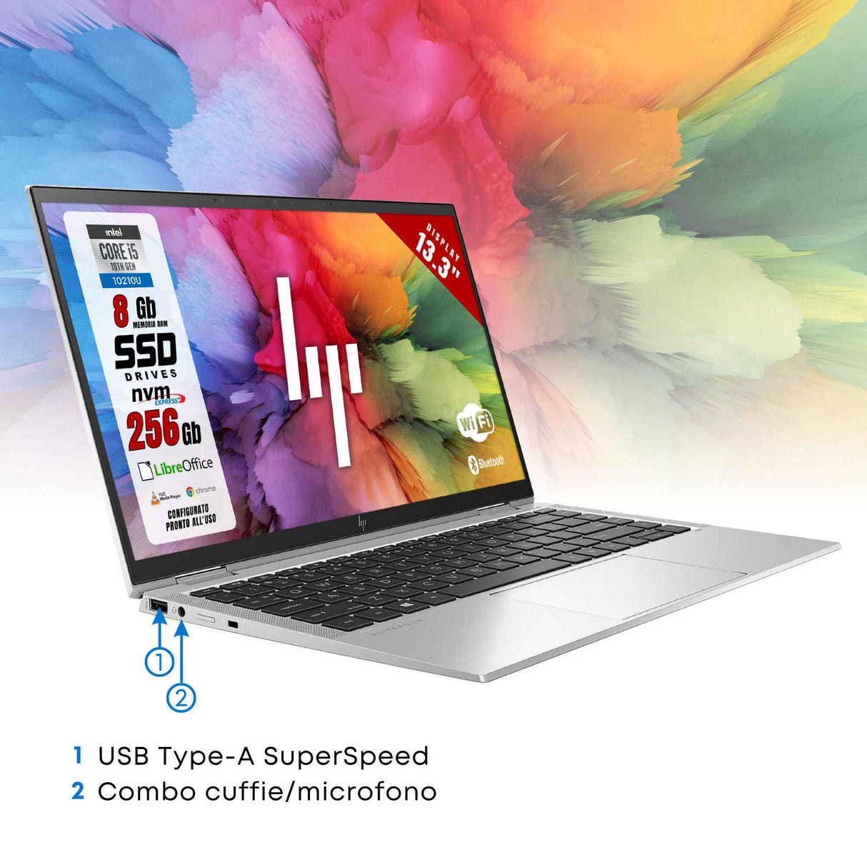 LNF - HP 1030 x360 G7 Convertible 13.3" Touch core i5-10210U 8GB 256GB W11 Libre