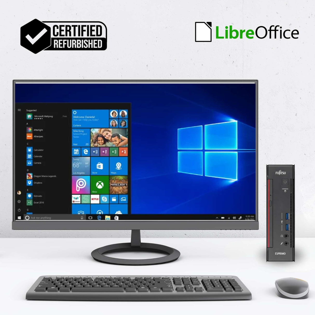 Pc Computer Desktop Fisso Fujitsu Q556 Mini i5-7500T Ram 8Gb SSD 256Gb Win 10 Pro Libre