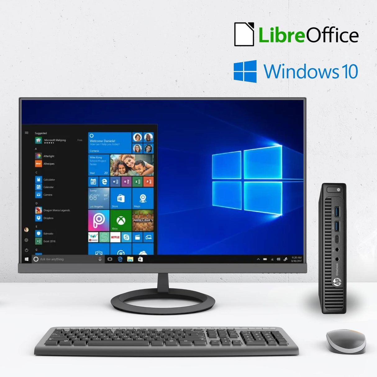 PC Computer Desktop Fisso HP 800 G2 DM i5-6500T Ram 8GB SSD 256GB Win 10 Pro