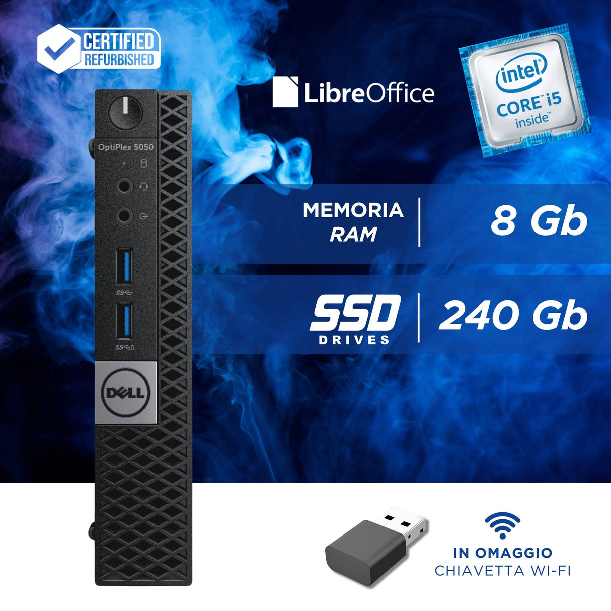 PC Computer Desktop Fisso DELL 3040 MICRO I5-6500T Ram 8GB SSD 240GB Win 10 Pro con VGA