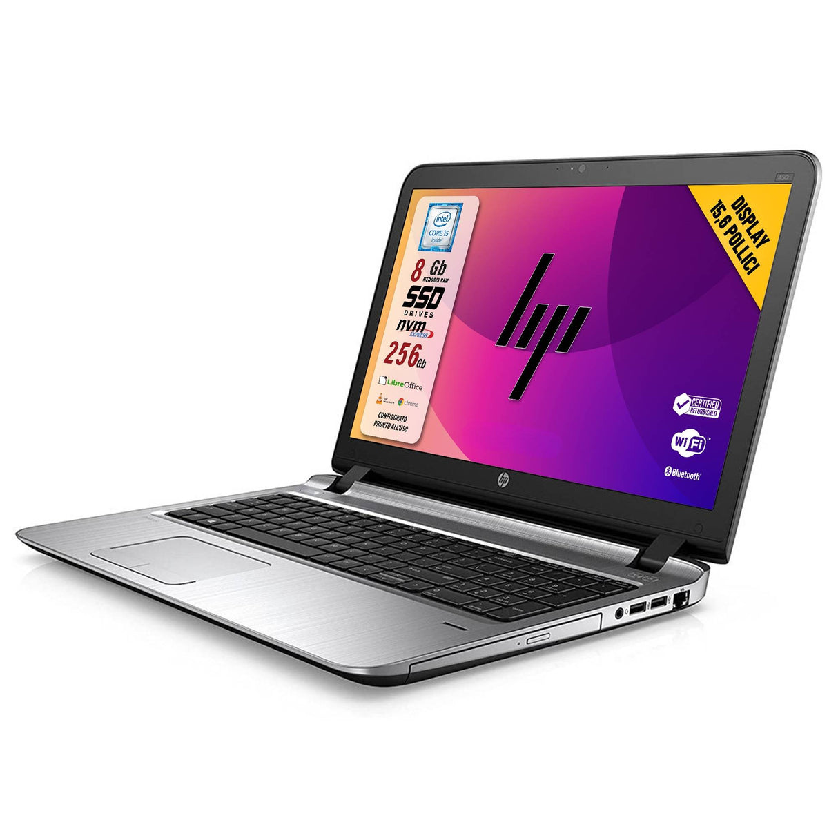 Notebook Pc Portatile HP Probook 450 G3 i5-6200U Ram 8GB 256GB SSD 15,6" Win 10 Pro