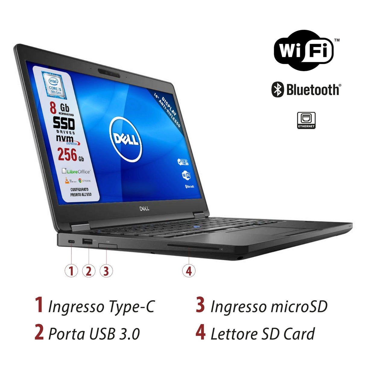 Notebook Pc Portatile Dell Latitude 5490 i5-8250u 14,1" Ram 8GB SSD 256GB Win 10 Pro