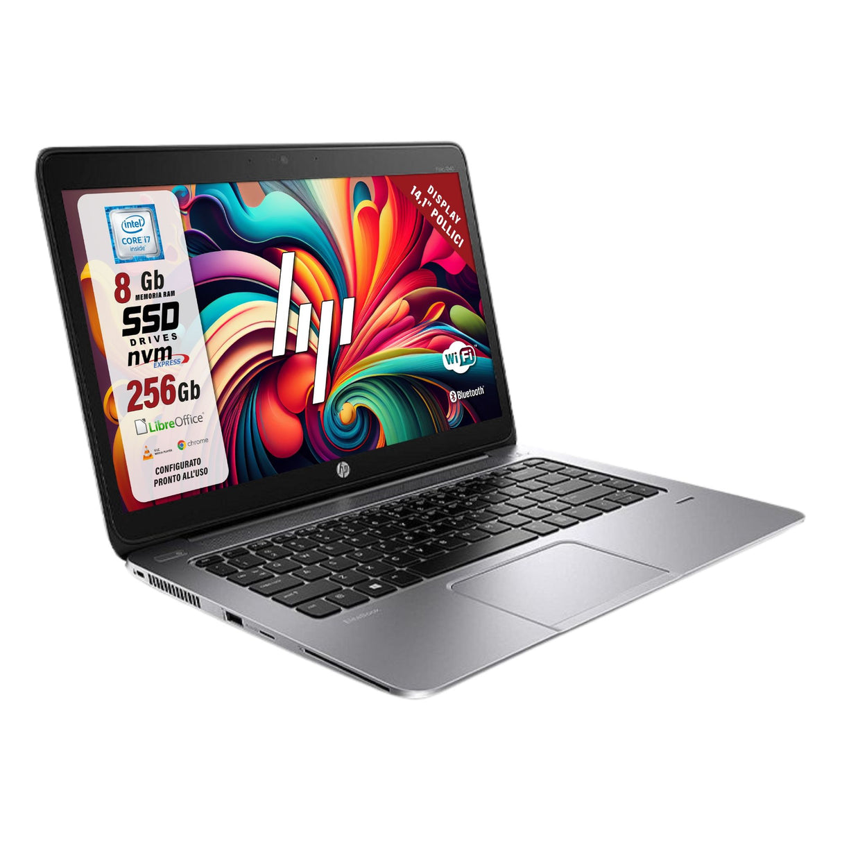 Notebook Pc Portatile HP Elitebook 1040 Folio G1 i7-4600U 14,1" Ram 8Gb 256Gb SSD Win 10 Pro