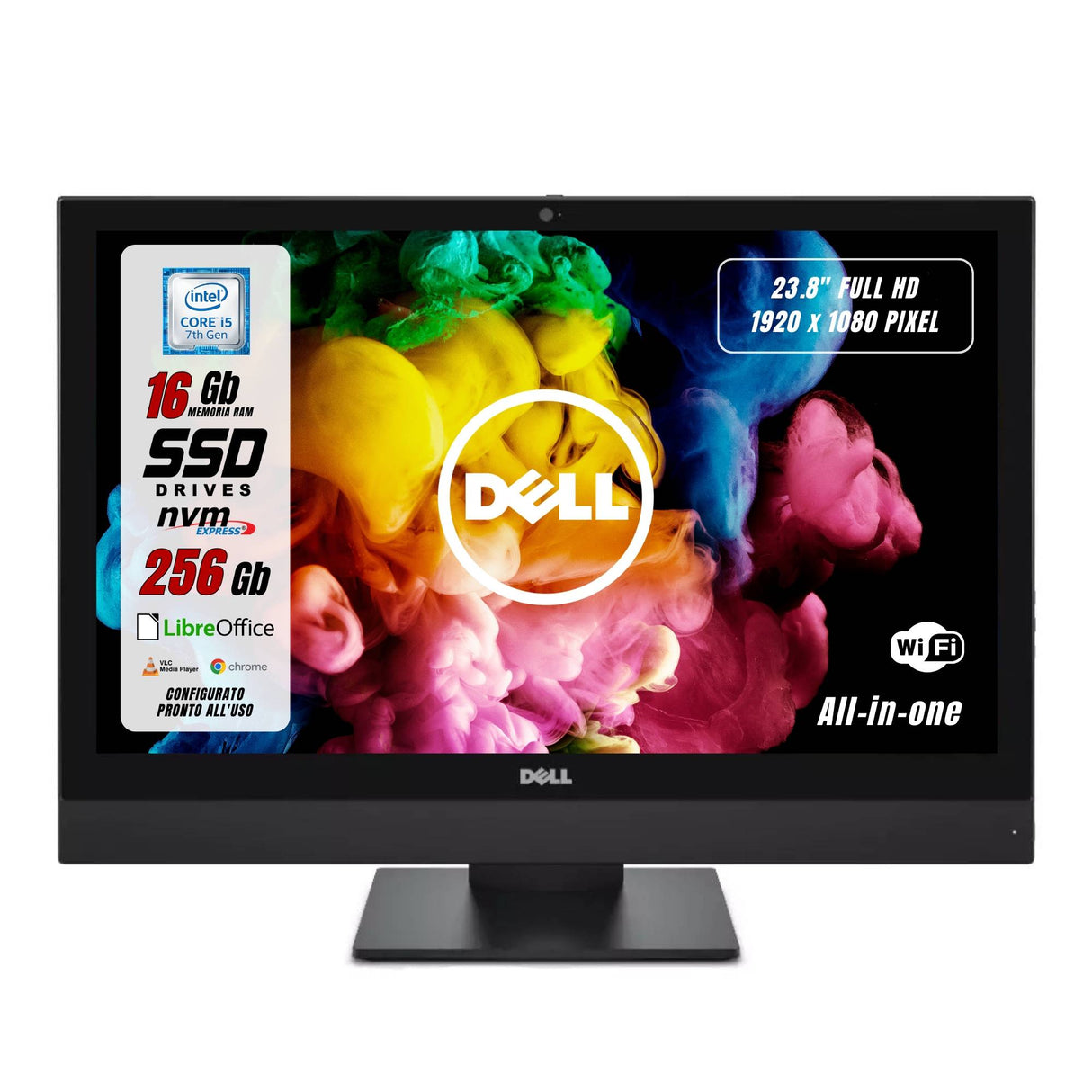 PC Computer Desktop Fisso Dell 7450 All in one i5-7500 23.8" Ram 16Gb SSD 256 Win 10 Pro