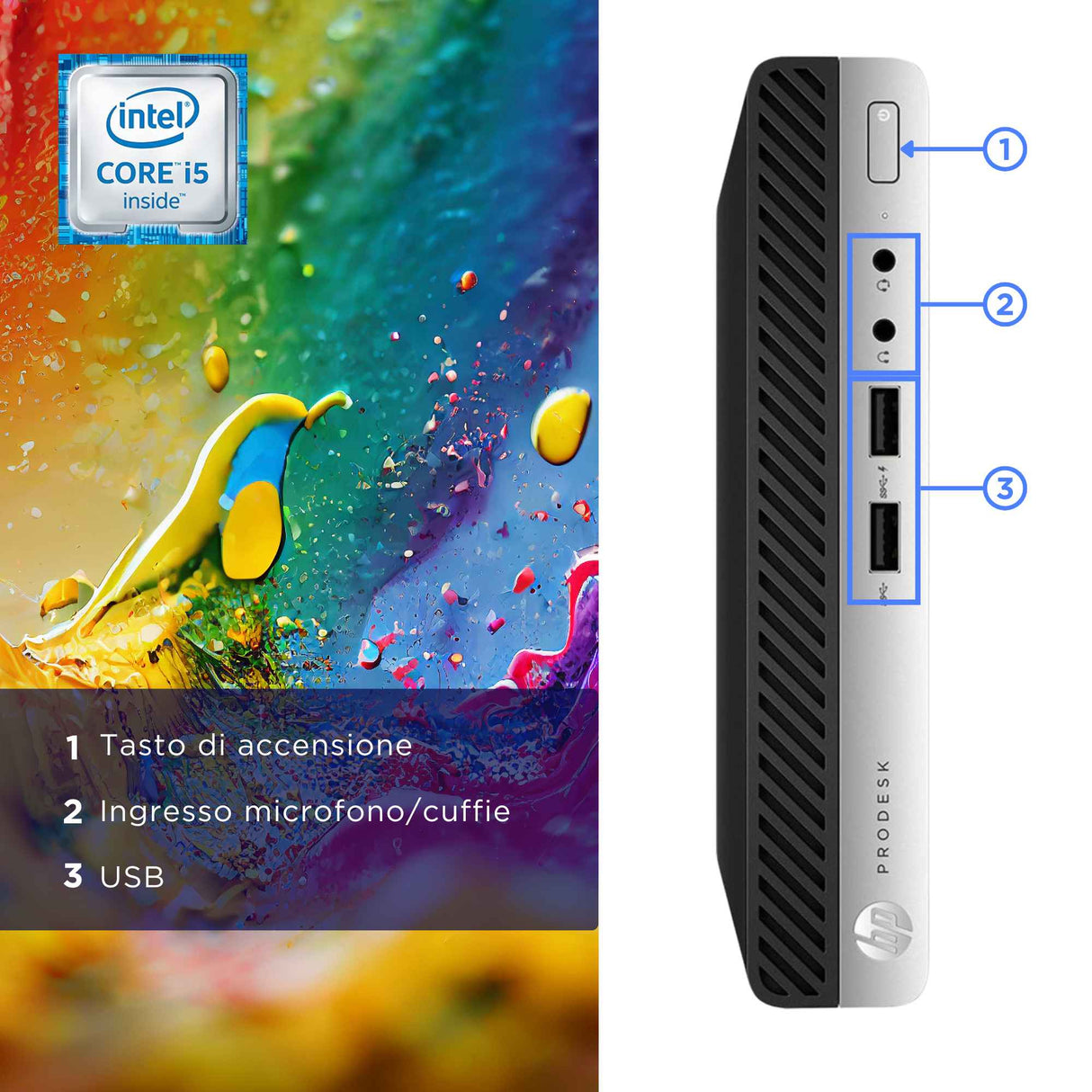 4WF - HP Prodesk 400 G4 MINI I5-8500T Ram 16GB SSD 512GB Win 11 Libre