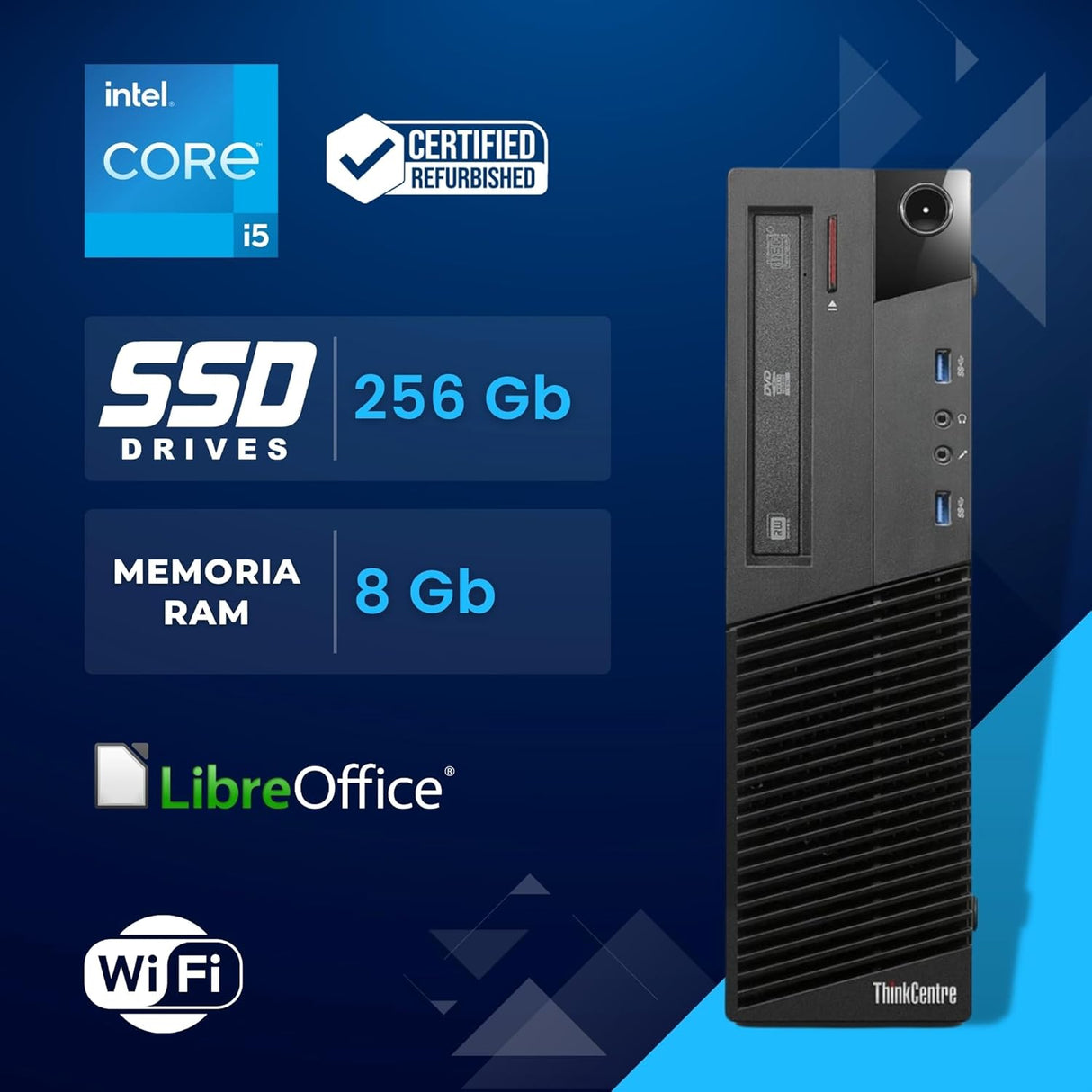 PC Computer Desktop Fisso Lenovo M93/73 SFF i5-4570 Ram 8GB SSD 256GB Win 10 Pro