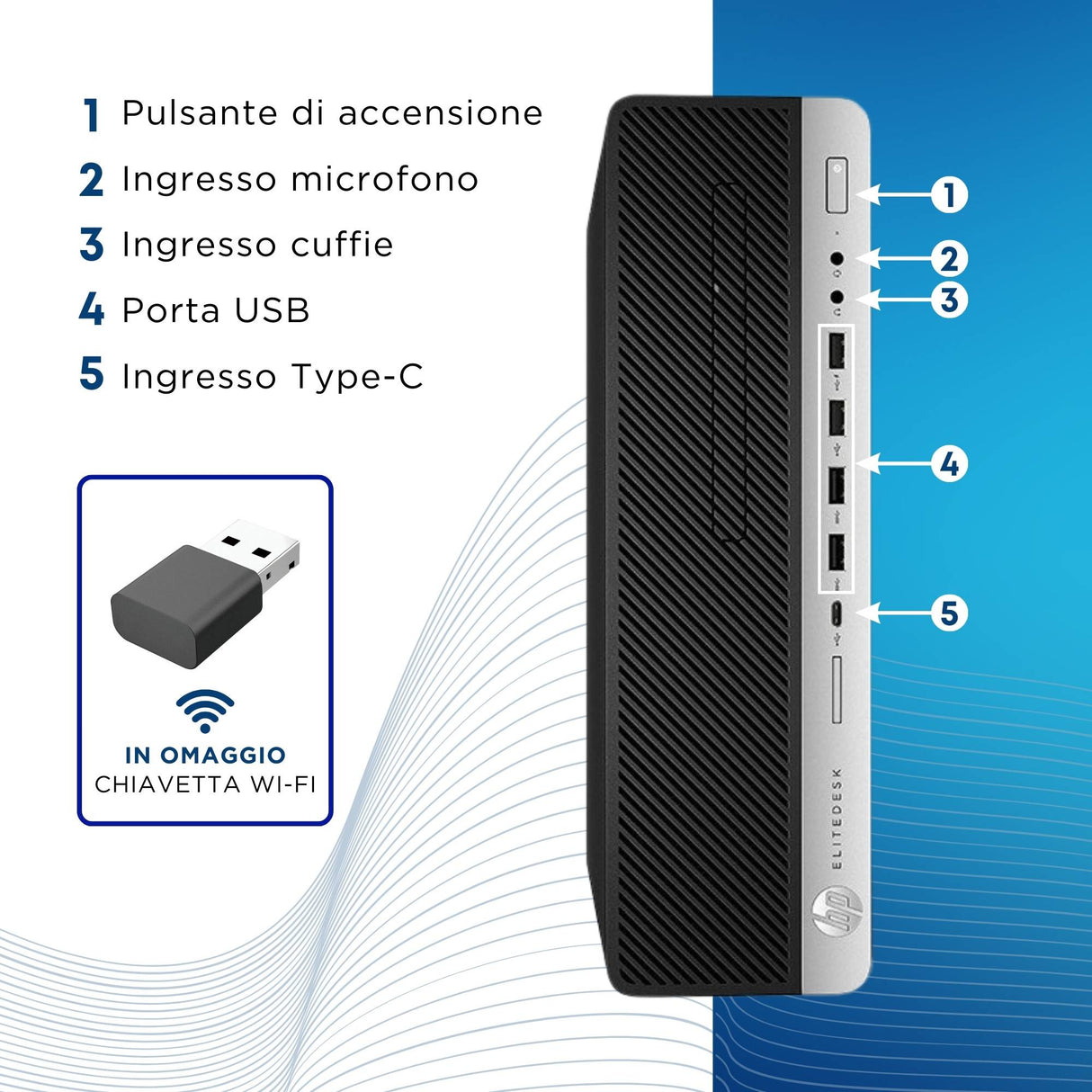 PC Computer Desktop Fisso HP 800 G3 SFF i7-6700 Ram 8GB 256GB SSD Win 10 Pro