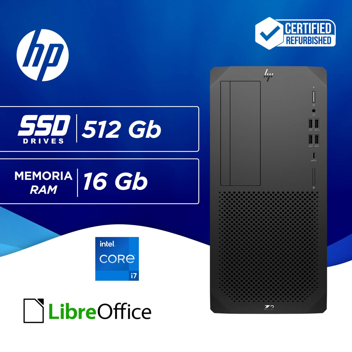 PC Computer Desktop Fisso HP Z2 G5 i7-10700 Ram 16GB SSD 512GB P2000 5Gb Win 11 Pro Libre ricondizionato