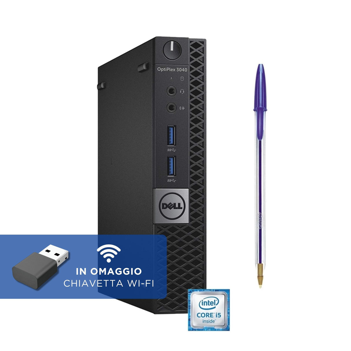 PC Computer Desktop Fisso DELL 3040 MICRO I5-6500T Ram 8GB SSD 240GB Win 10 Pro integrated VGA