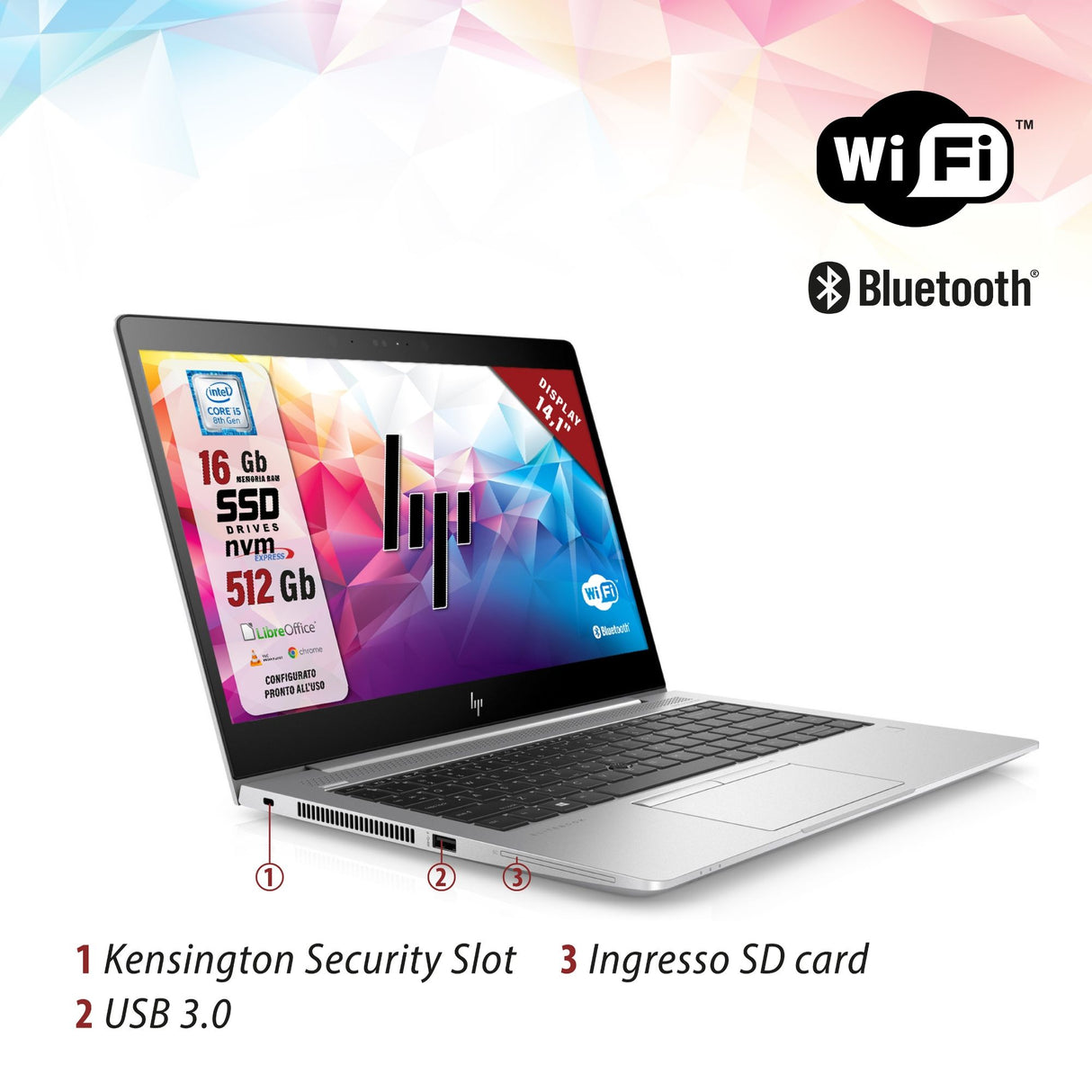 Notebook Pc Portatile HP Elitebook 840 G5 i5-8250u 14,1" Ram 16GB SSD 512GB Win 11 Pro