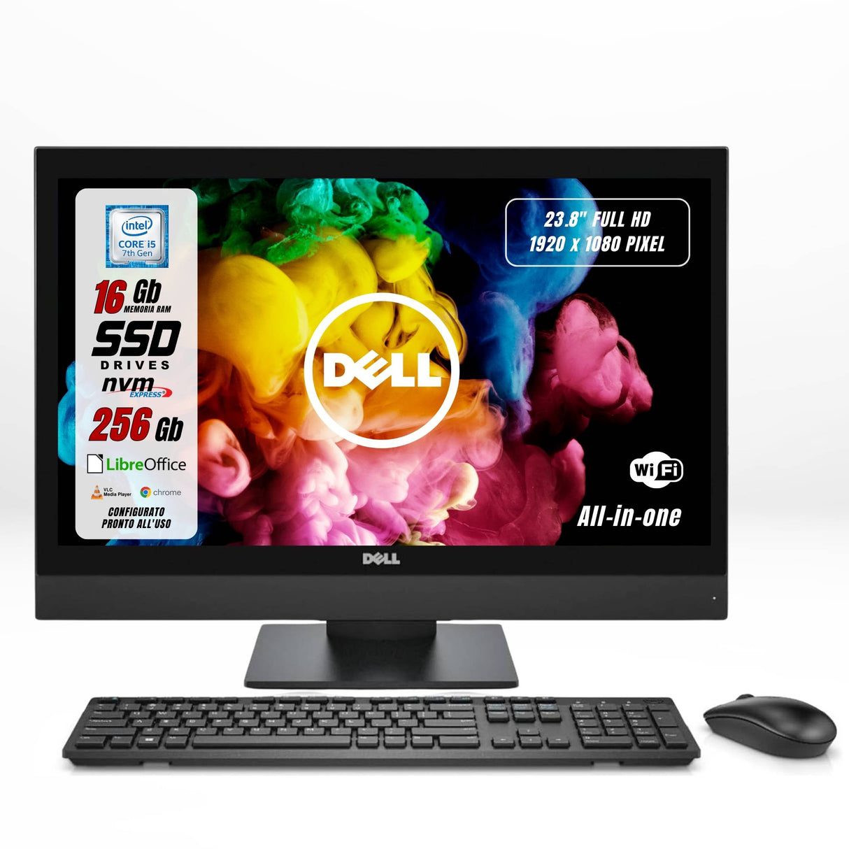 PC Computer Desktop Fisso Dell 7450 All in one i5-7500 23.8" Ram 16Gb SSD 256 Win 10 Pro