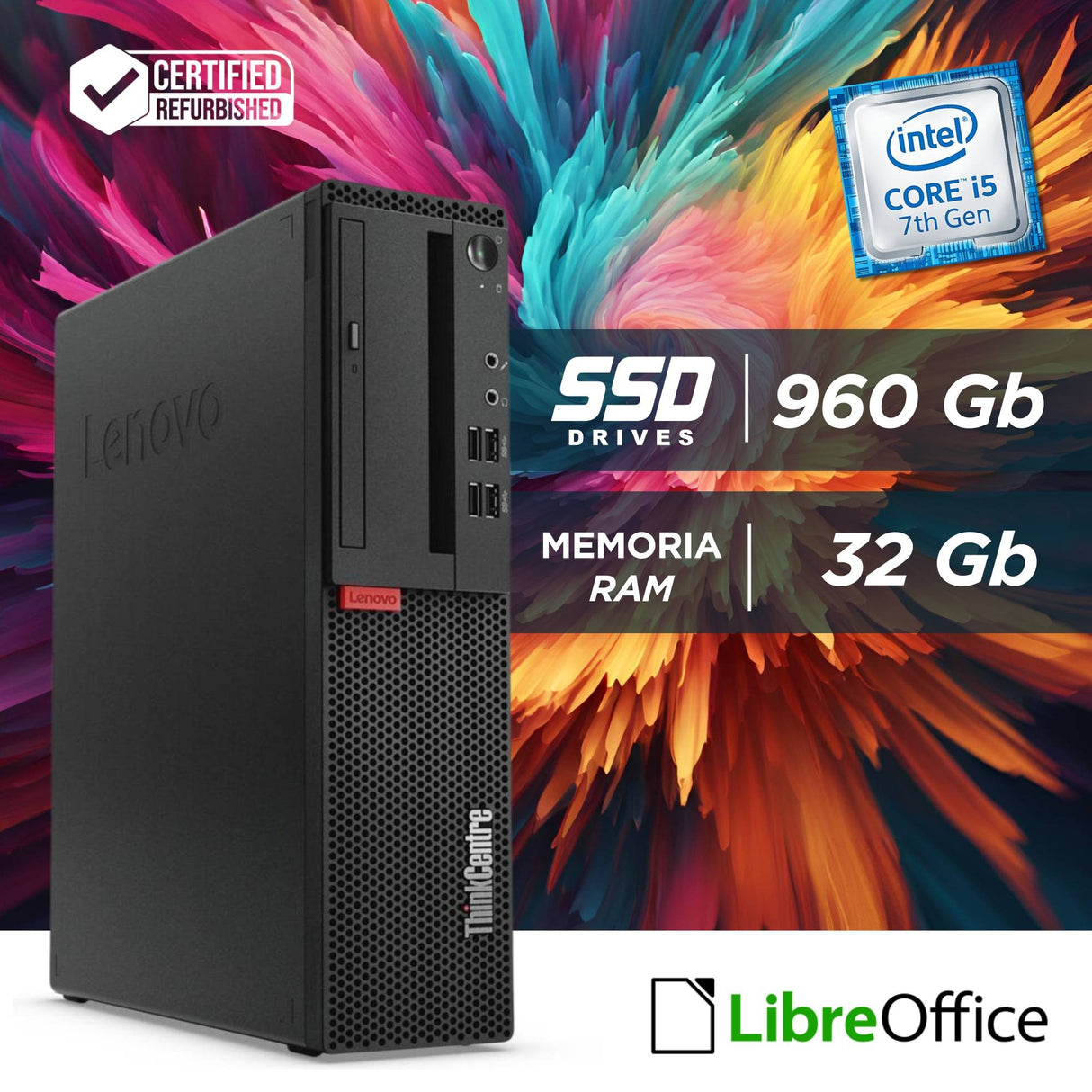 PC Computer Desktop Fisso Lenovo M910s SFF i5-7500 Ram 32Gb SSD 960Gb Win10 Pro