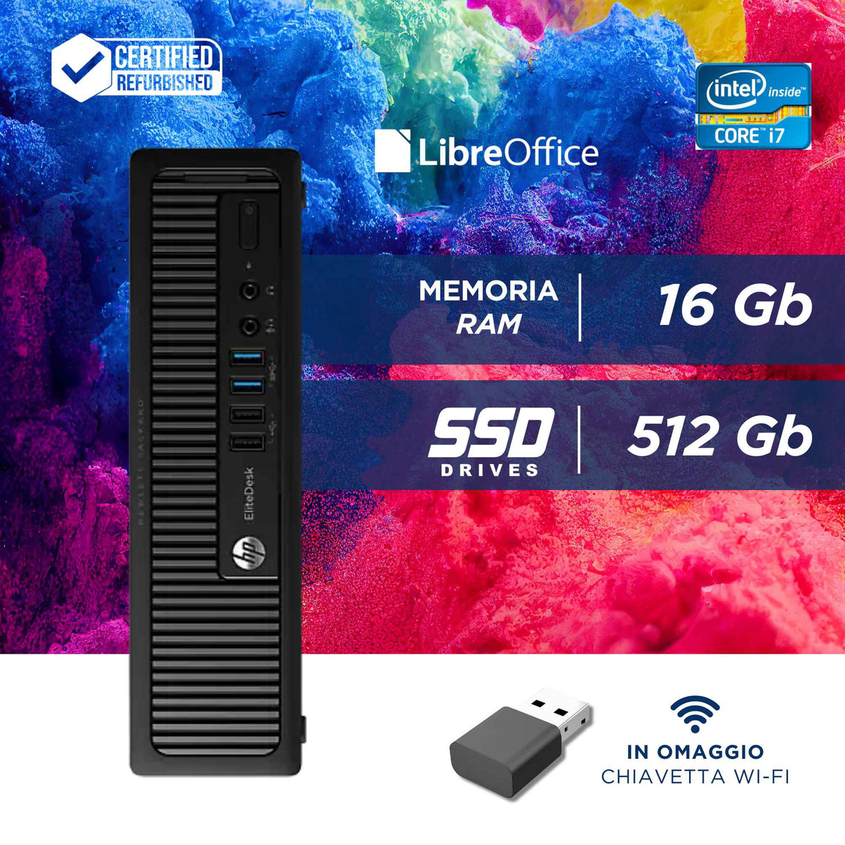 PC Computer Desktop Fisso HP 800 G1 USDT I7-4770S RAM 16GB SSD 512GB Win 11