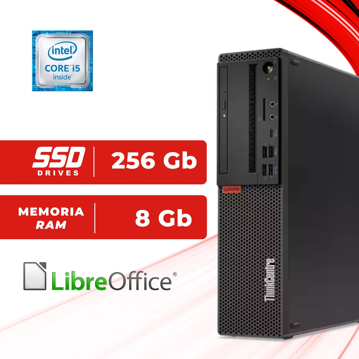 PC Computer Desktop Fisso Lenovo M720S SFF i5-8500 Ram 8GB SSD 256GB Win11 Libre ricondizionato