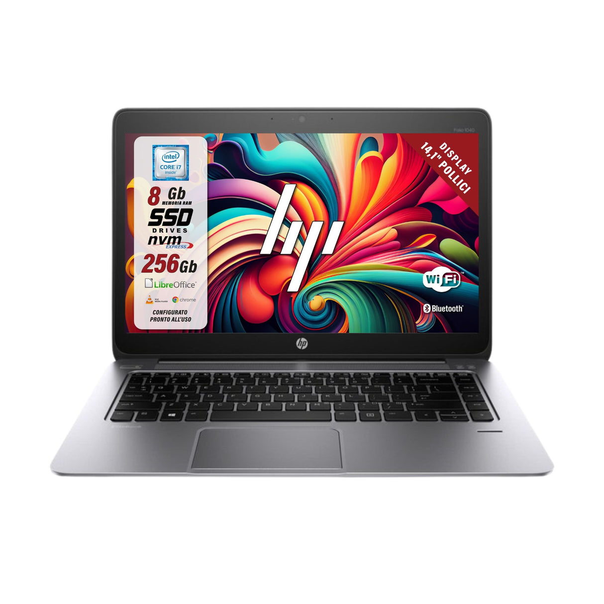 Notebook Pc Portatile HP Elitebook 1040 Folio G1 i7-4600U 14,1" Ram 8Gb 256Gb SSD Win 10 Pro