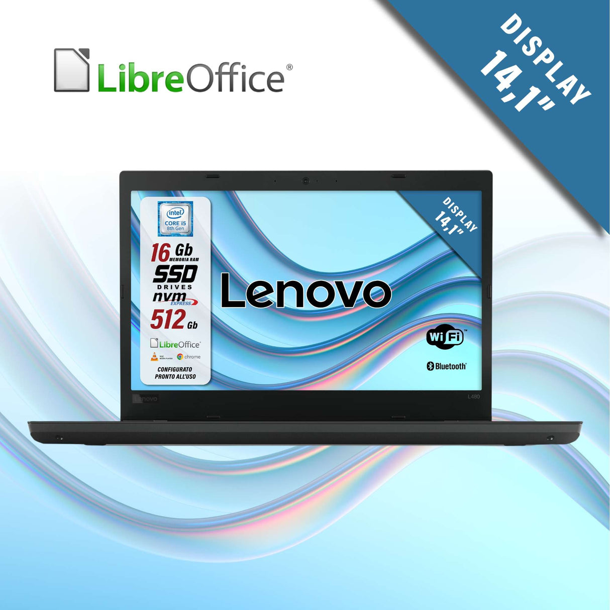 Notebook Pc Portatile Lenovo ThinkPad T480 i5-8250U 14,1" Ram 16GB 512GB SSD Win 10 Pro