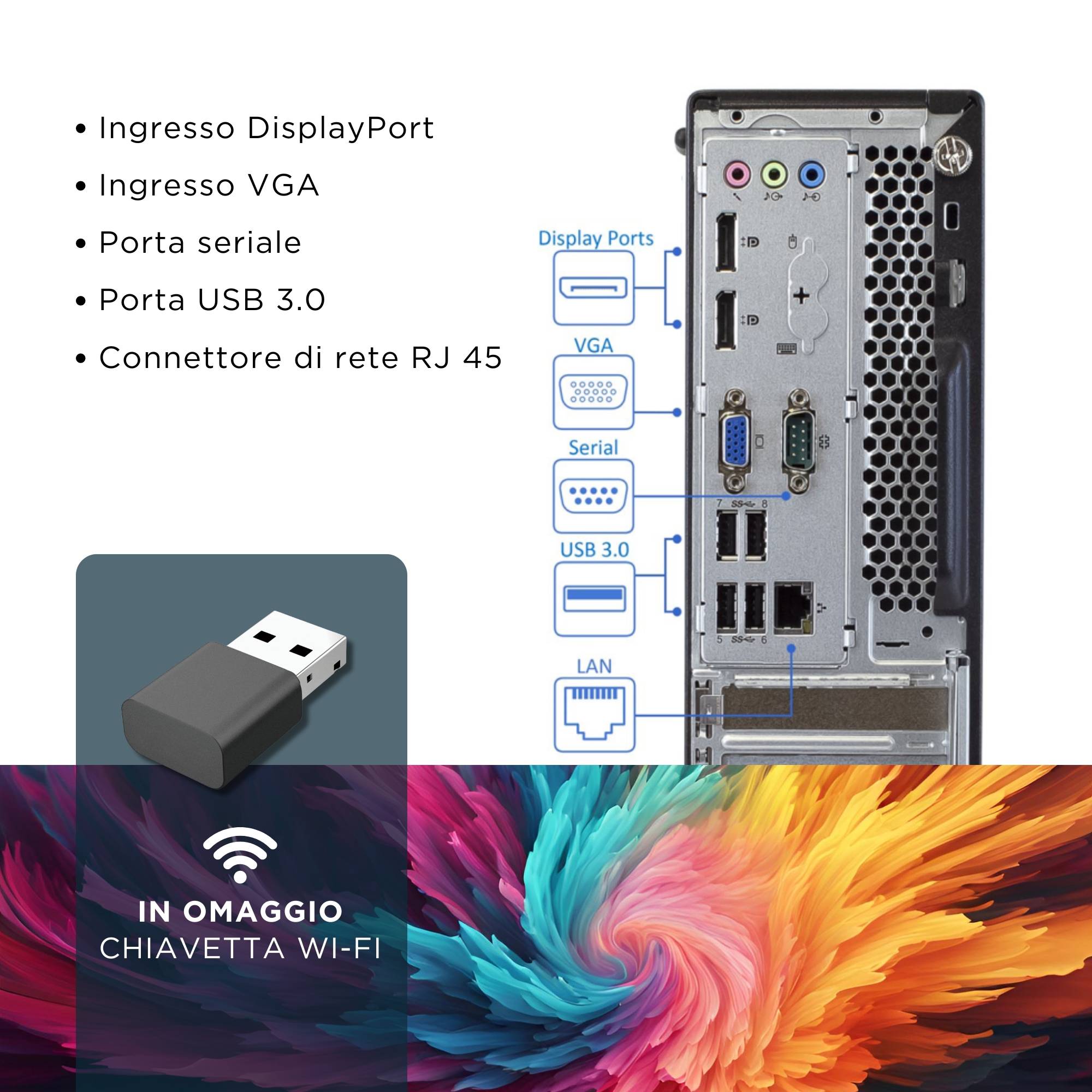 PC Computer Desktop Fisso Lenovo M910s SFF i5-7500 Ram 32Gb SSD 960Gb Win10 Pro