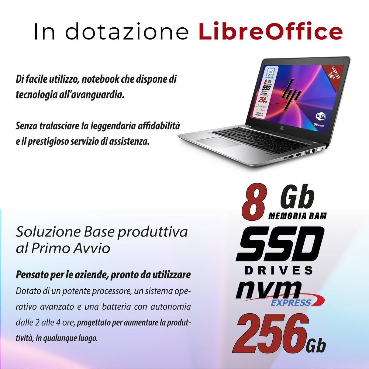 Notebook Pc Portatile HP Probook 440 G4 i5-7200U Ram 8GB 256GB SSD 14,1" Win 10 Pro