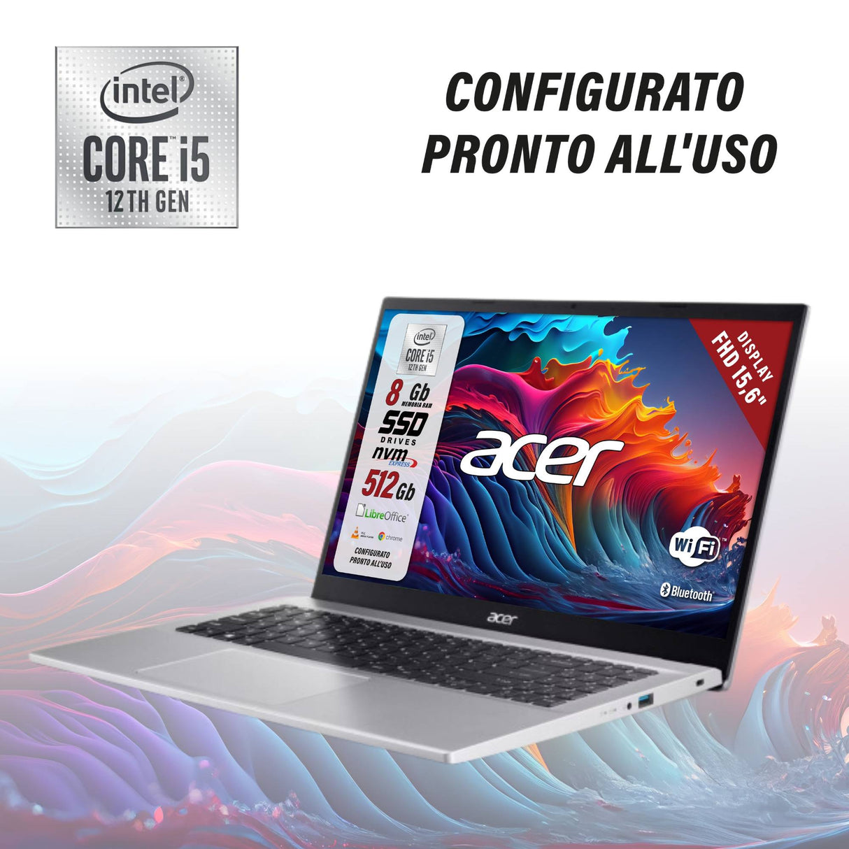 Notebook Pc Portatile Acer Aspire 3 i5-1235u 15,6" Ram 8Gb SSD 512Gb Win 11 Pro Preconfigurato