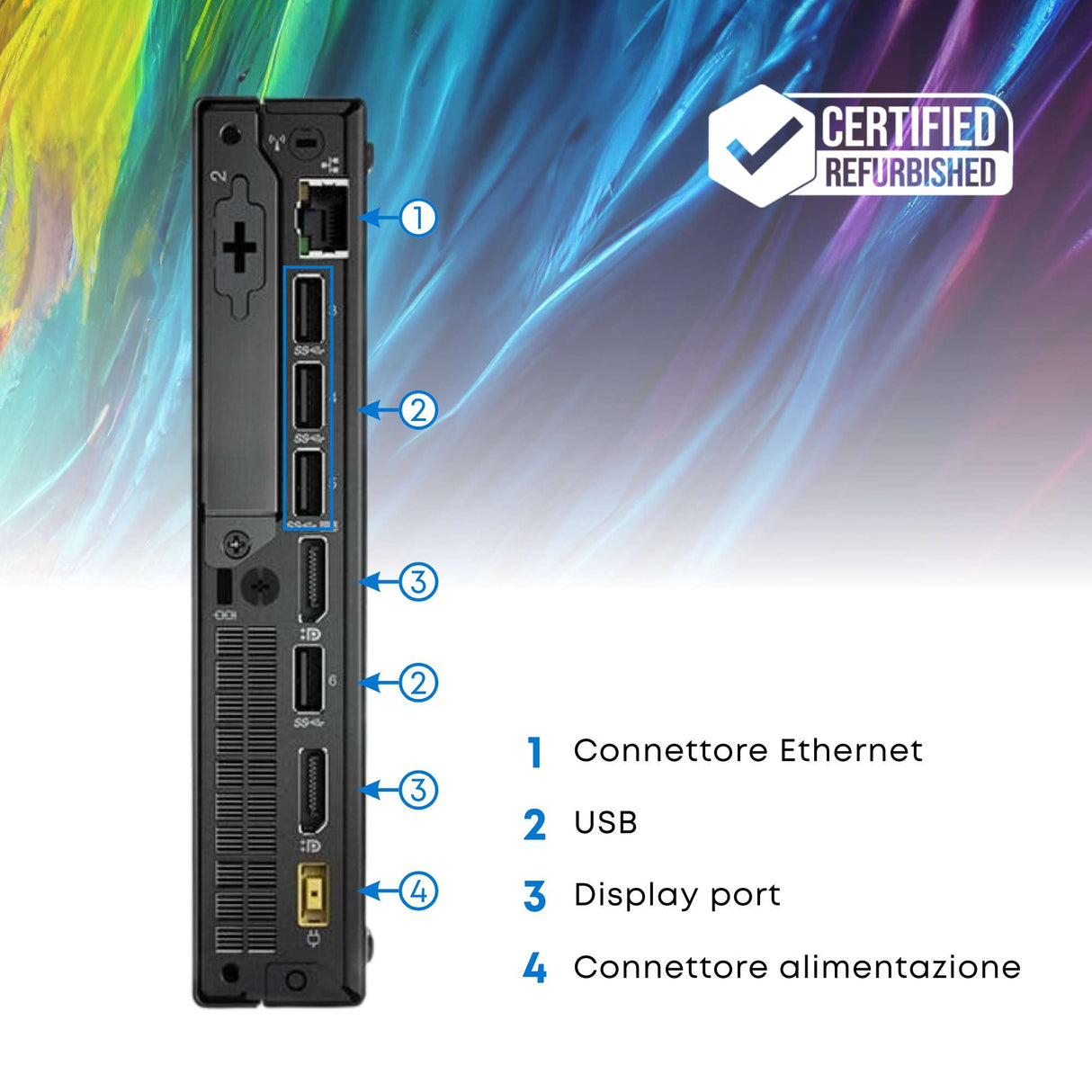 PC Computer Desktop Fisso Lenovo M910Q Tiny i5-7Th Ram 8GB SSD 256GB Win 10 Pro Libre