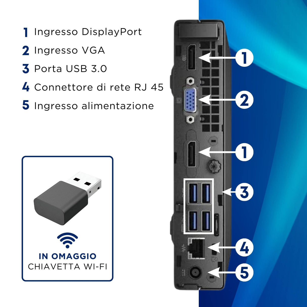 PC Computer Desktop Fisso HP 800 G2 DM i5-6500T Ram 8GB SSD 256GB Win 10 Pro
