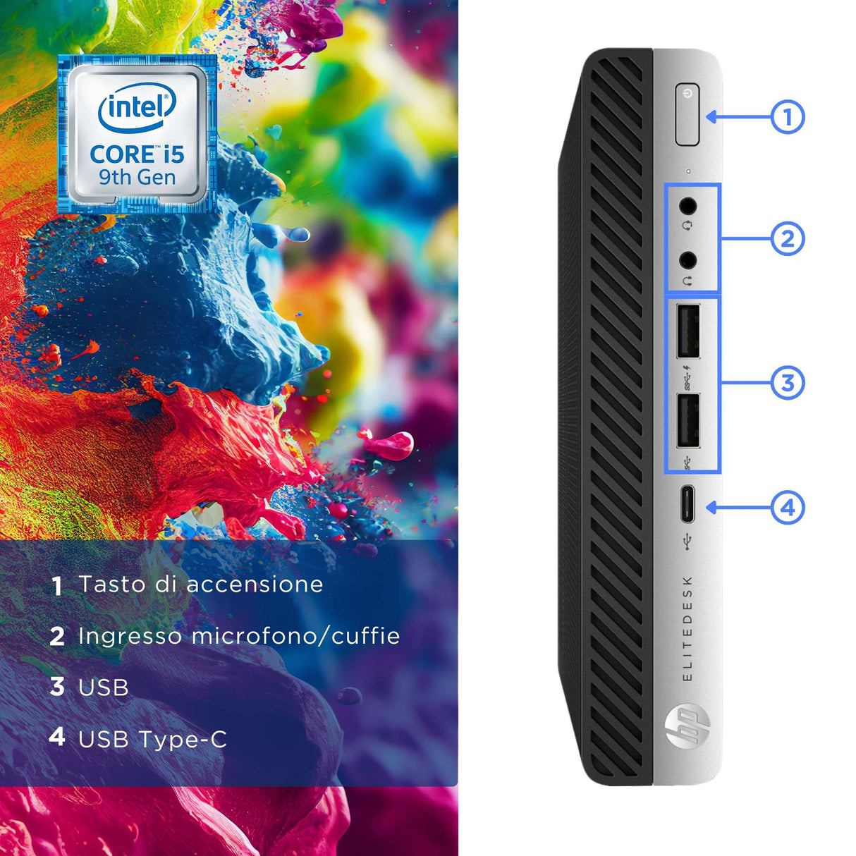 Pc Computer Desktop Fisso HP Elitedesk 800 G5 MINI I5-9500T Ram 16GB SSD 256GB Win 11 Libre