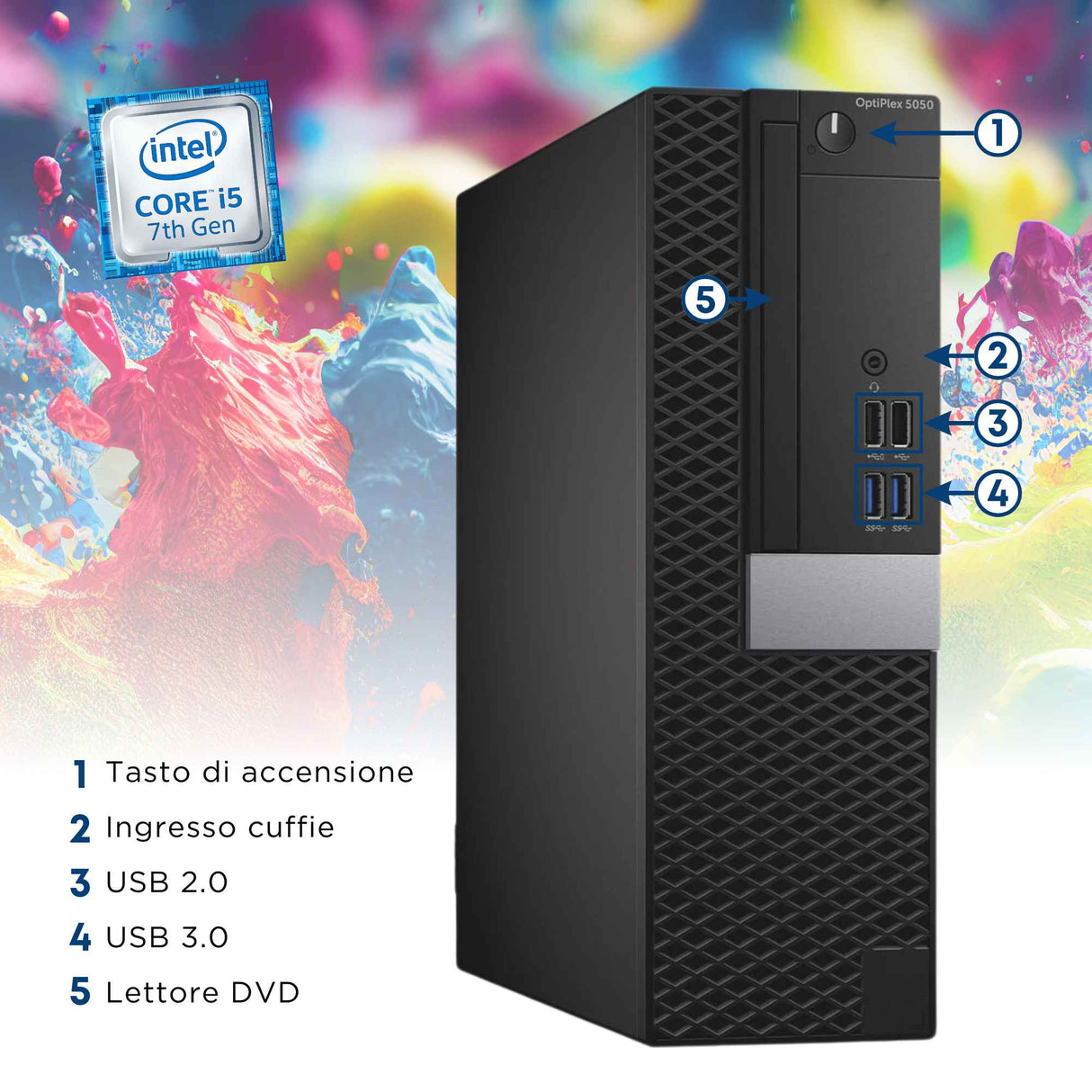 Pc Computer Desktop Fisso Dell 5050 SFF i5-7500 Ram 32GB SSD 512GB Win 10 Pro