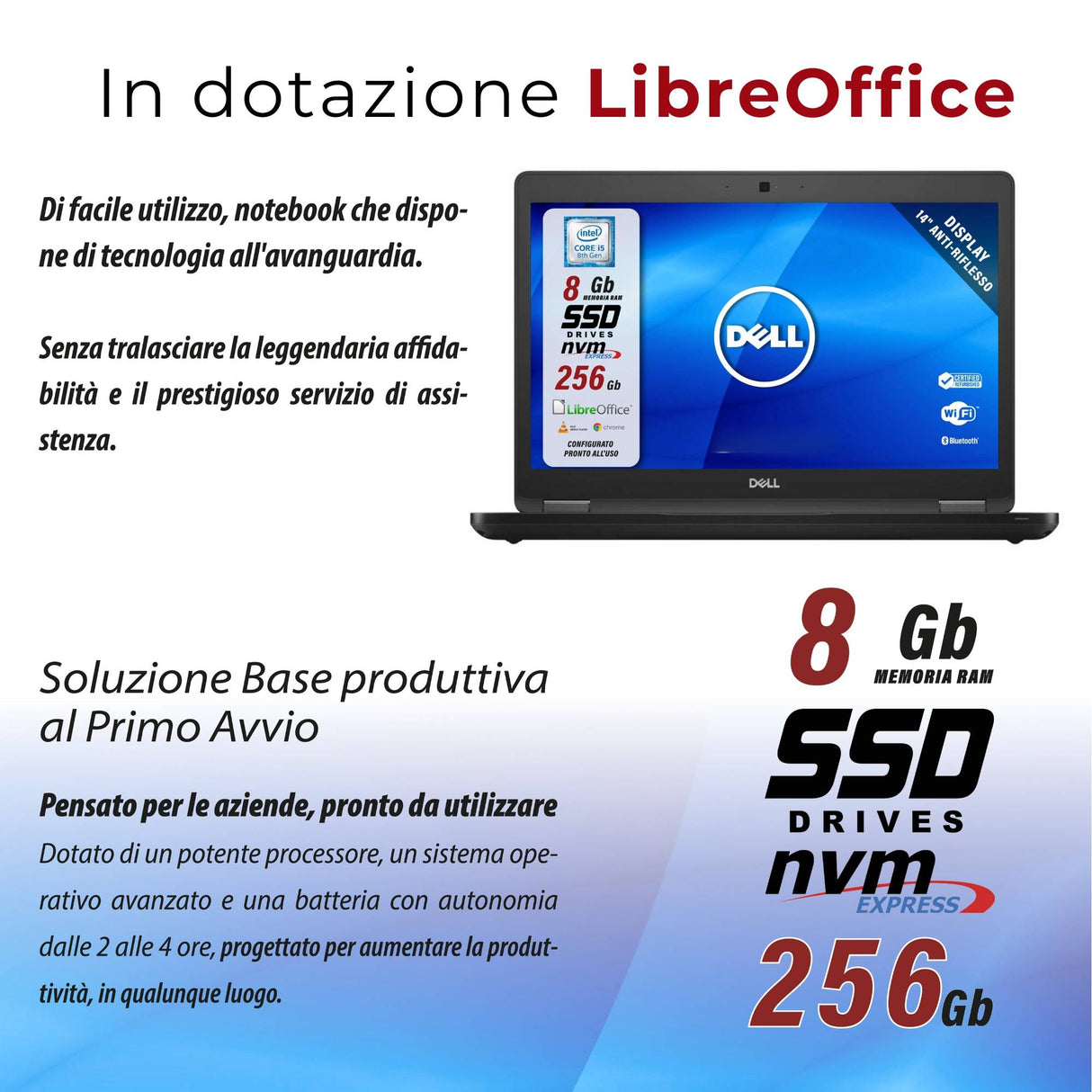 Notebook Pc Portatile Dell Latitude 5490 i5-8250u 14,1" Ram 8GB SSD 256GB Win 10 Pro