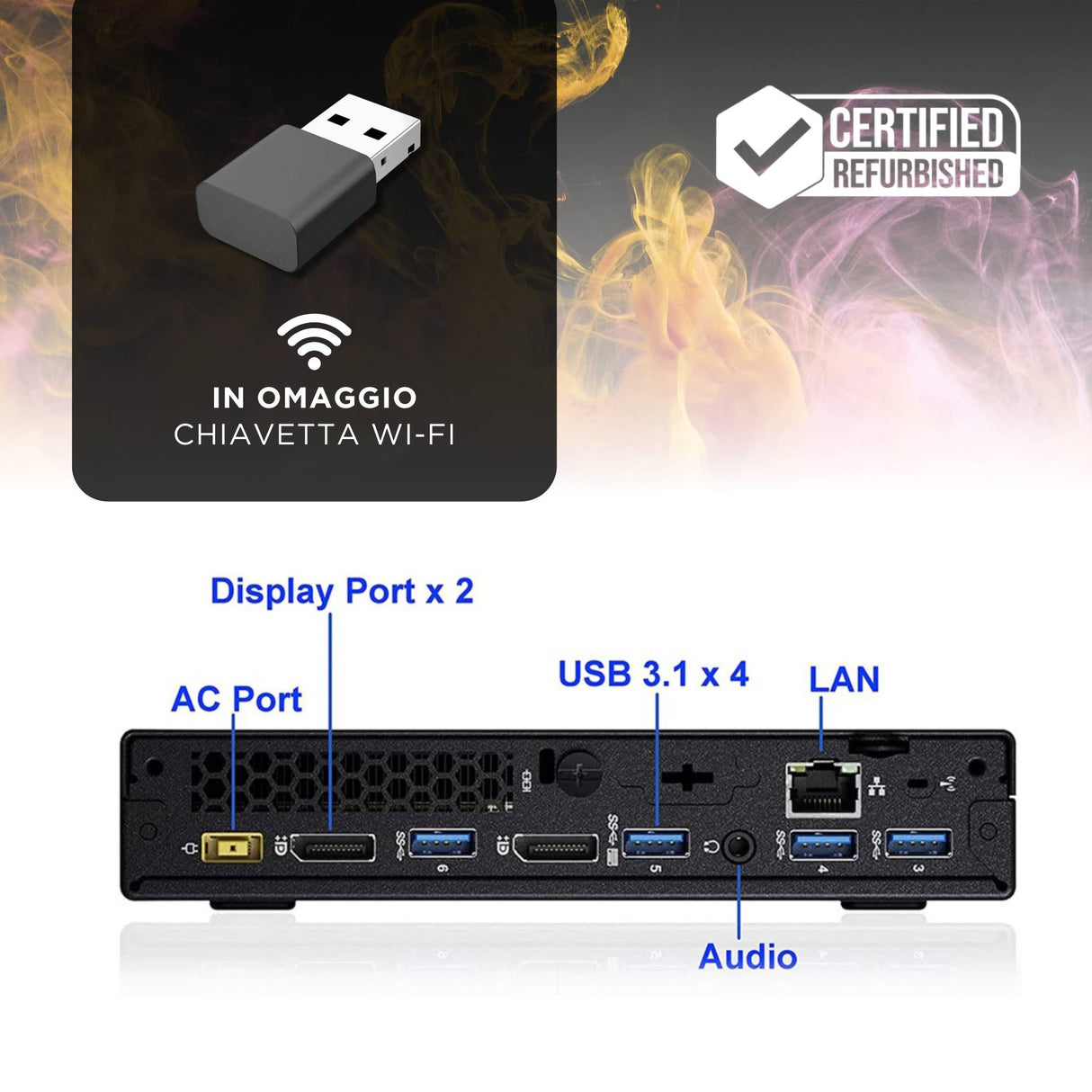 PC Computer Desktop Fisso Lenovo M700 Tiny i5-6500T Ram 8GB SSD 256GB Win 10 Pro M.2