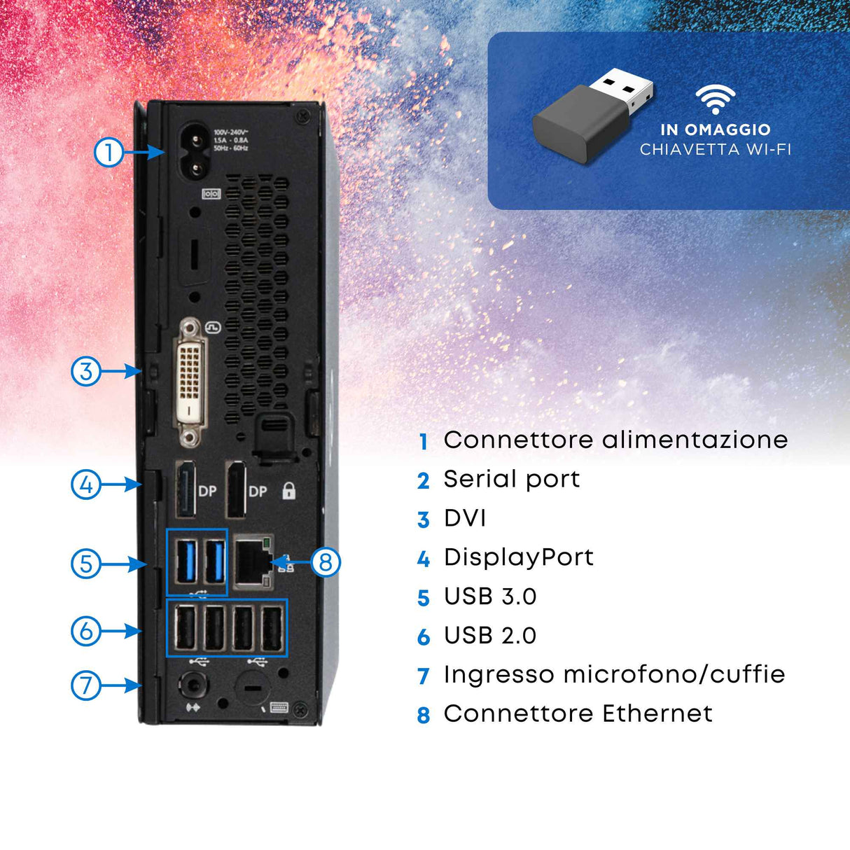 Pc Computer Desktop Fisso Fujitsu Q556 Mini i5-7500T Ram 16Gb SSD 512Gb Win 11 Pro Libre ricondizionato