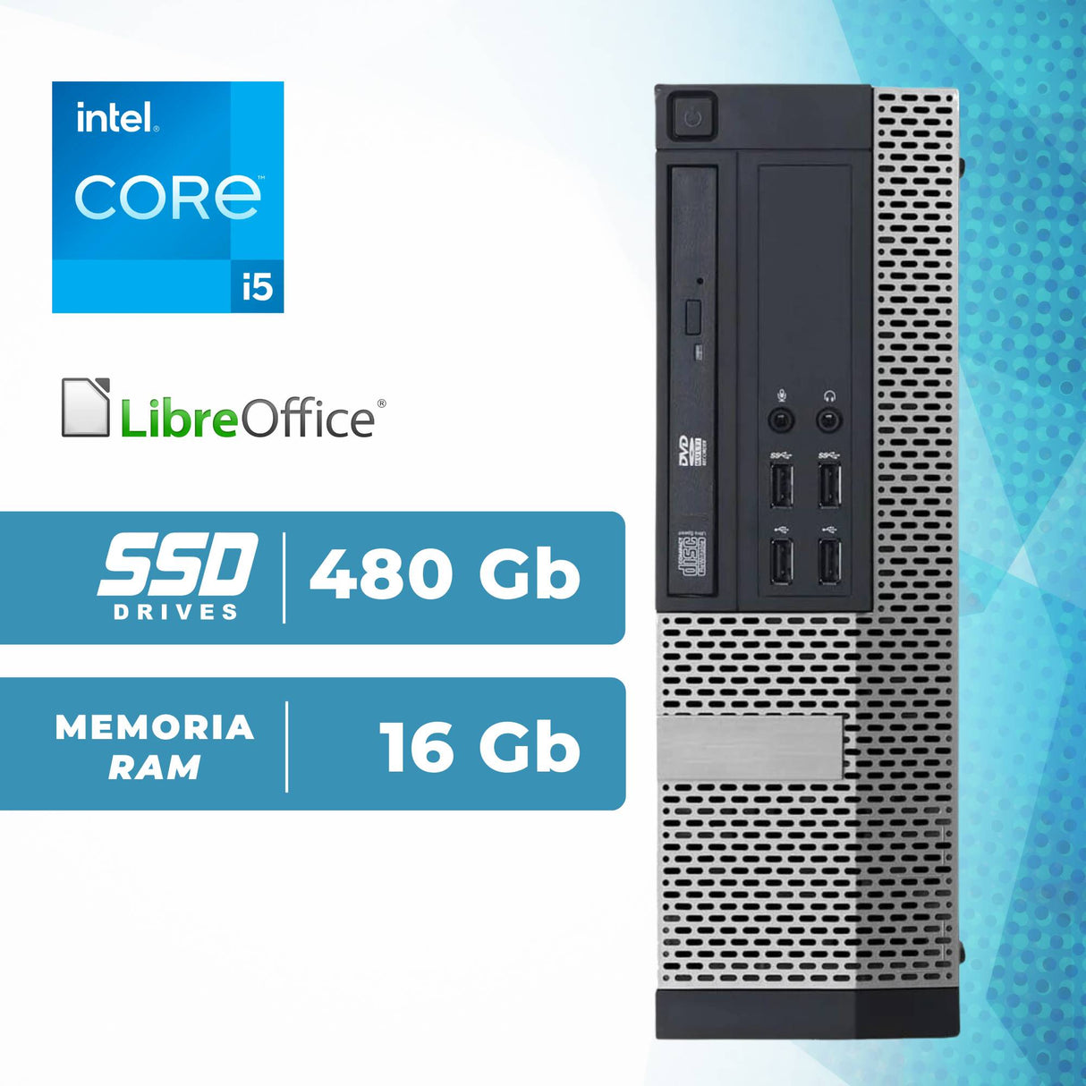 PC Computer Desktop FissoDell 7010 SFF I5-3470 Ram 16Gb SSD 500Gb Win 10 Pro