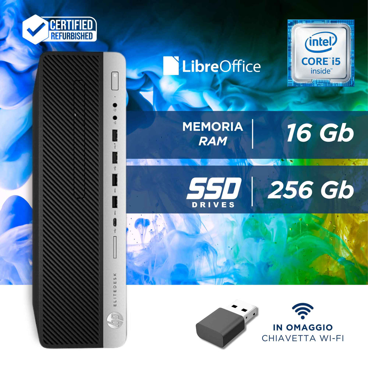 PC Computer Desktop HP 600 G4 SFF i5-8500 Ram 16GB SSD 256GB Win 11 Pro