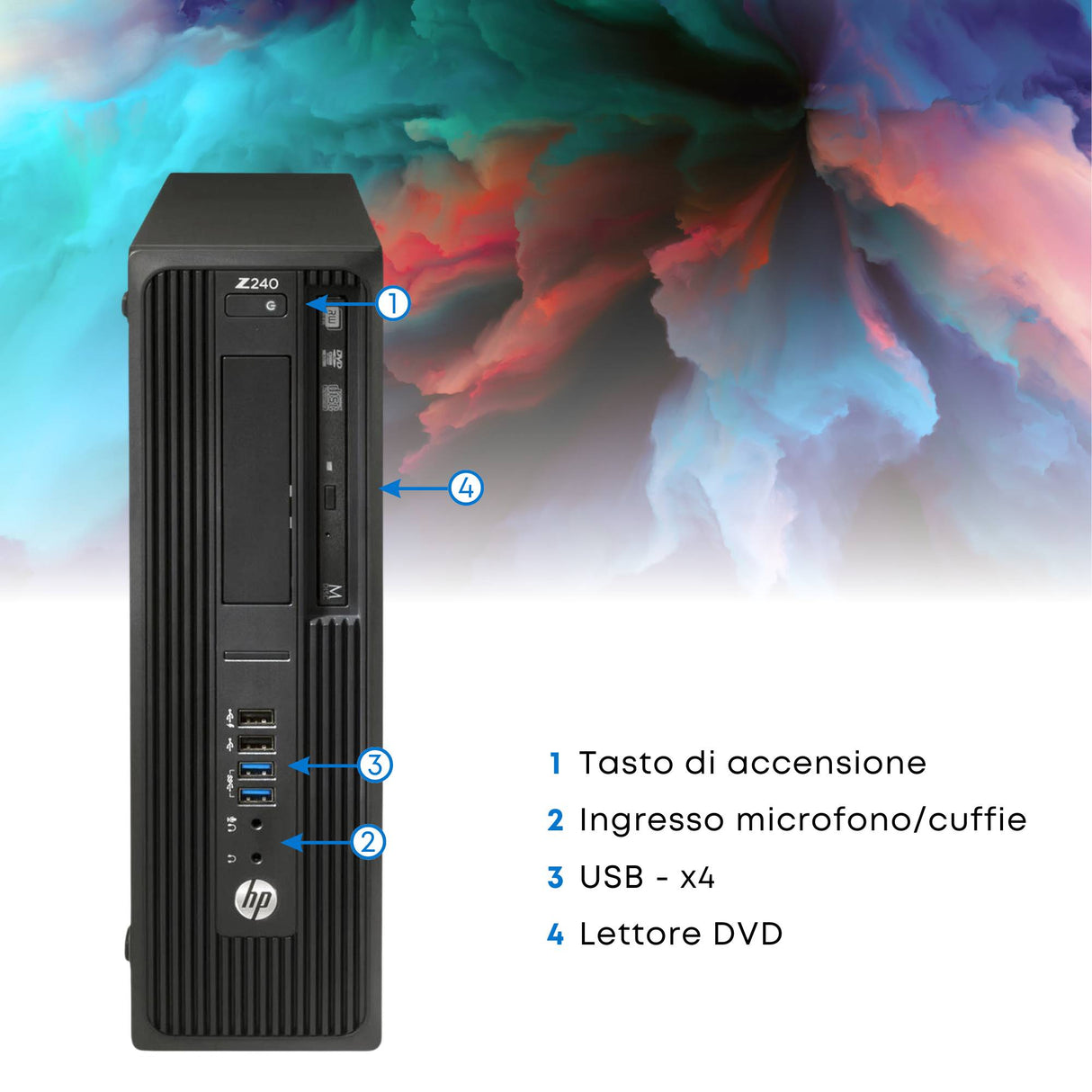 PC Computer Desktop Fisso HP Z240 i7-6700 Ram 16GB SSD 256GB P620 2Gb Win 11 Pro Libre ricondizionato