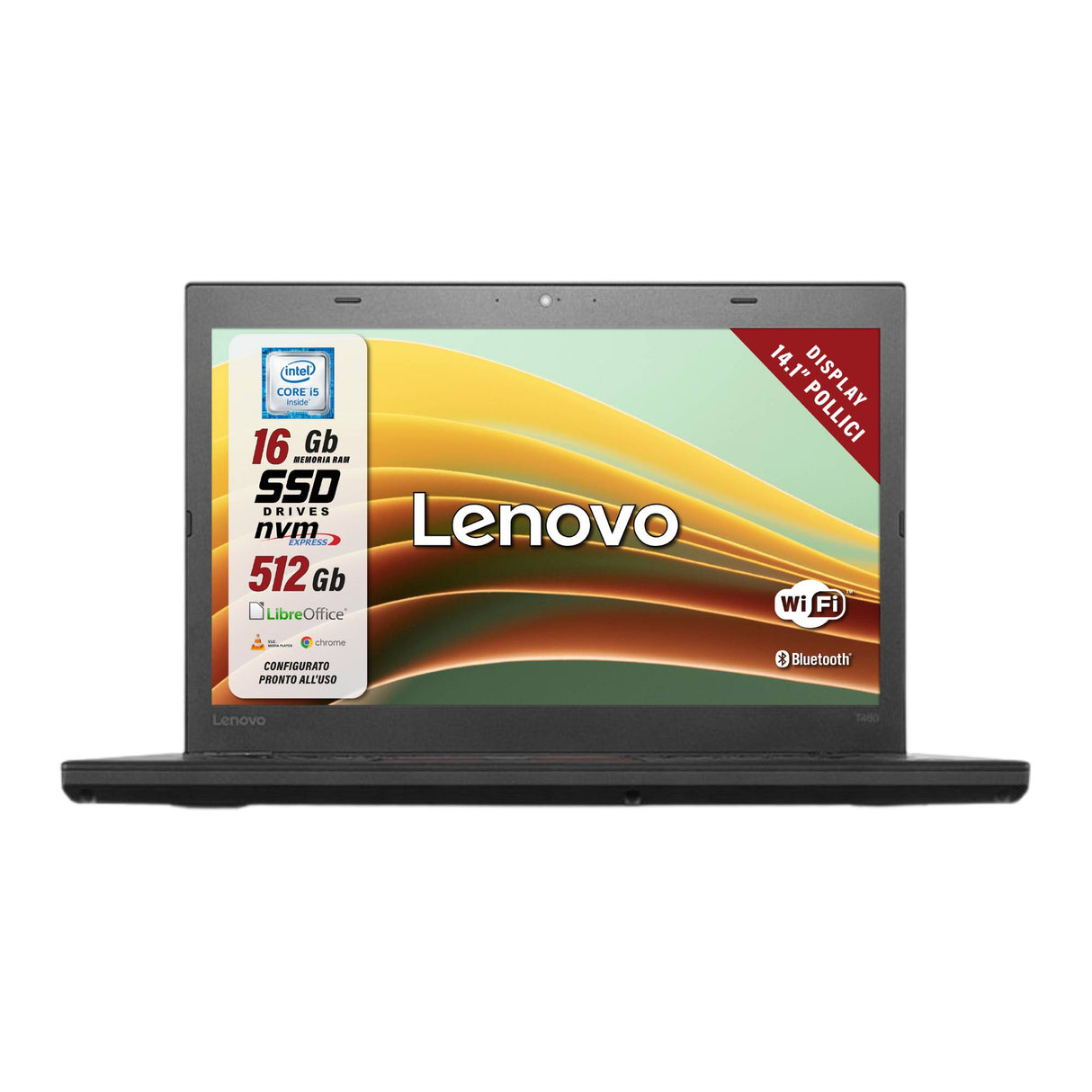 Notebook Pc Portatile Lenovo ThinkPad T460 i5-6200U 14,1" Ram 16GB SSD 512GB Win 10 Pro