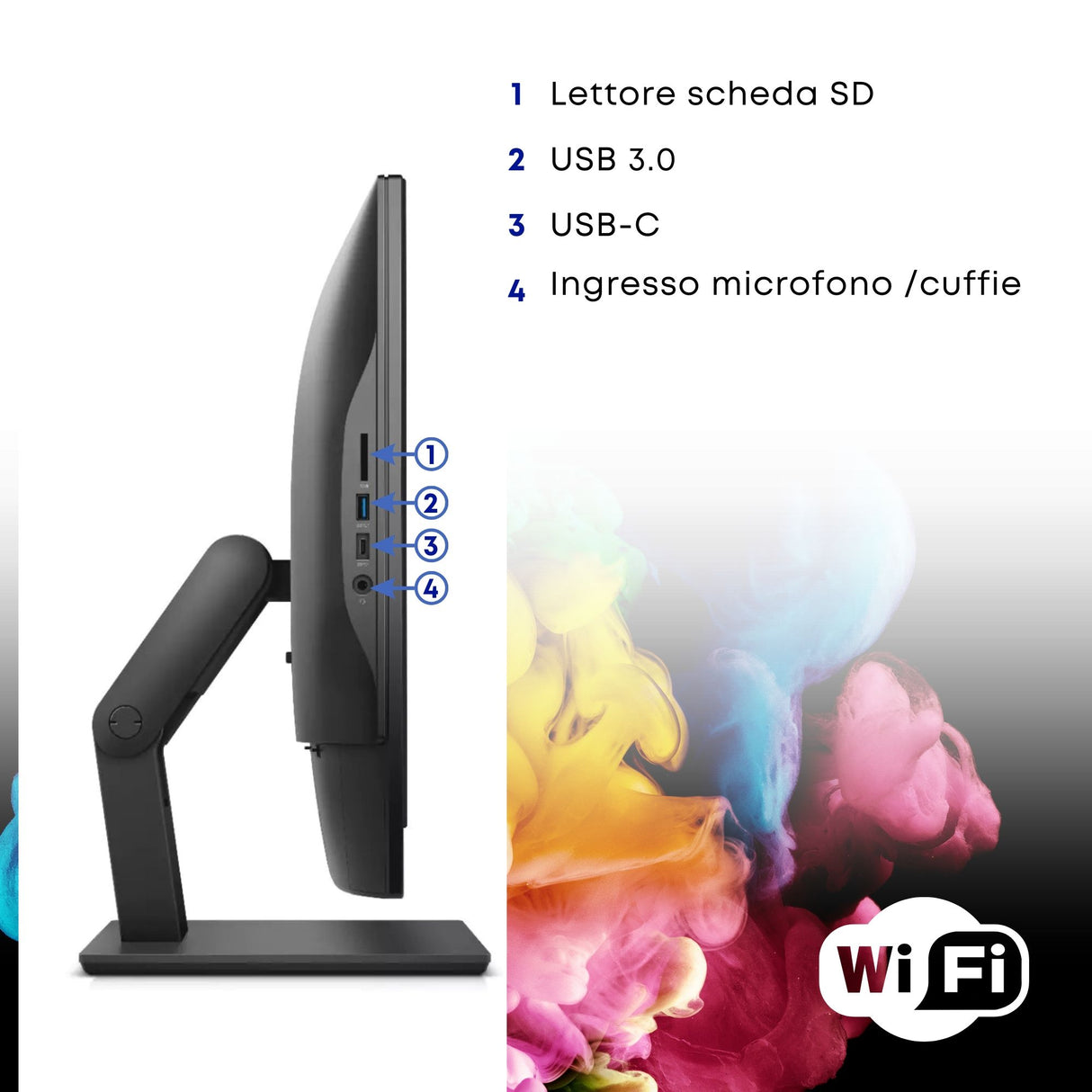 PC Computer Desktop Fisso Dell 7450 All in one i5-7500 23.8" Ram 16Gb SSD 256 Win 10 Pro