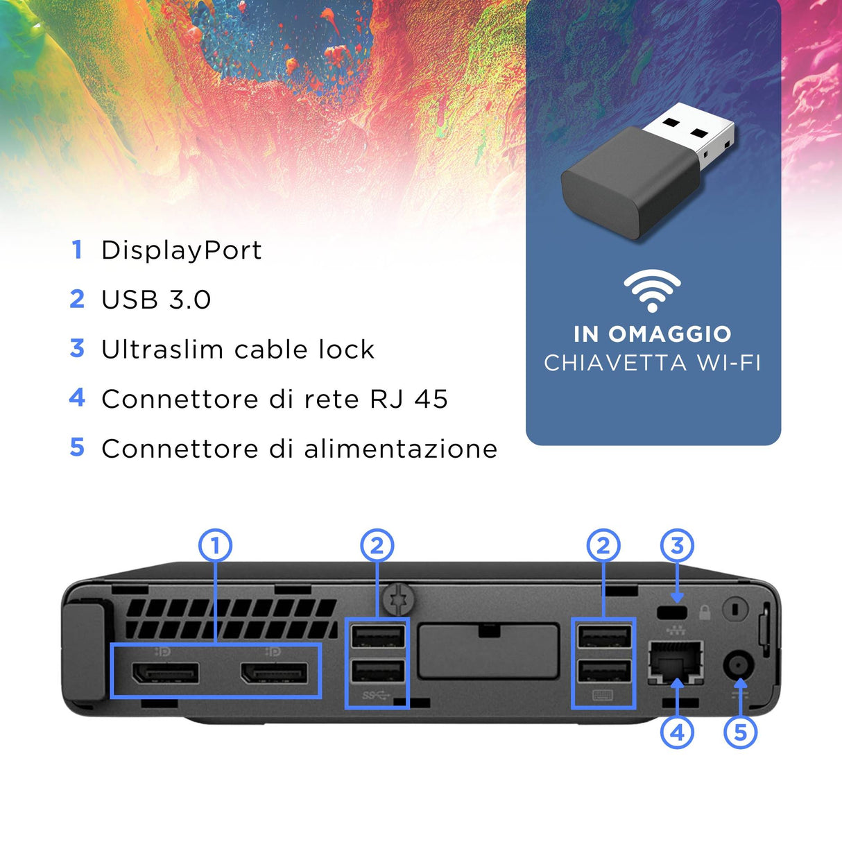 Pc Computer Desktop Fisso HP Elitedesk 800 G5 MINI I5-9500T Ram 16GB SSD 256GB Win 11 Libre