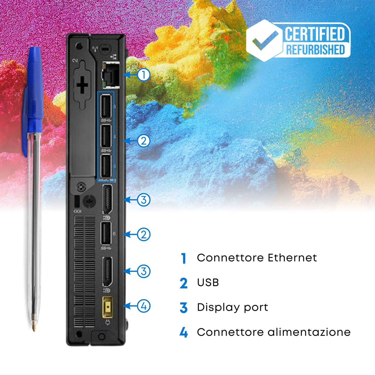 PC Computer Desktop Fisso Lenovo M710Q Intel i7-6700 Ram 8GB SSD 256GB , Monitor 24" Win 10 Pro + Mouse e tastiera