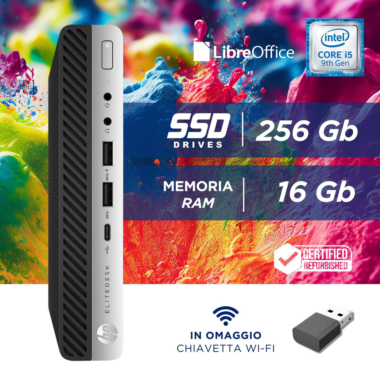 Pc Computer Desktop Fisso HP Elitedesk 800 G5 MINI I5-9500T Ram 16GB SSD 256GB Win 11 Libre