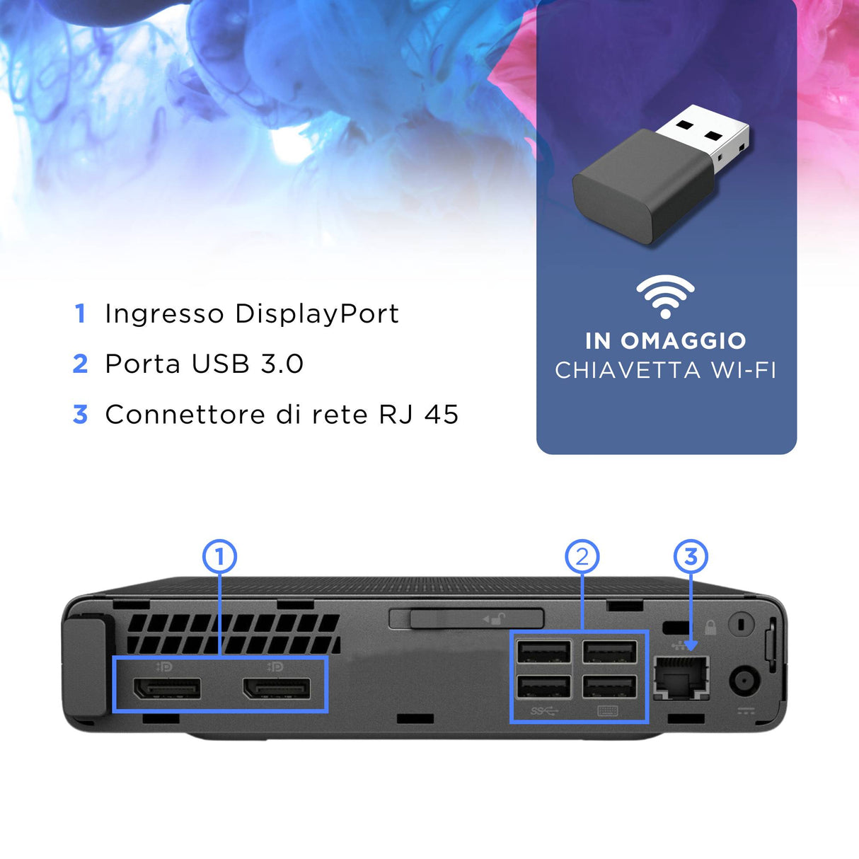 PC Computer Desktop Fisso HP 800 G3 MINI I5-6500T Ram 8GB SSD 256GB Win 10 Pro