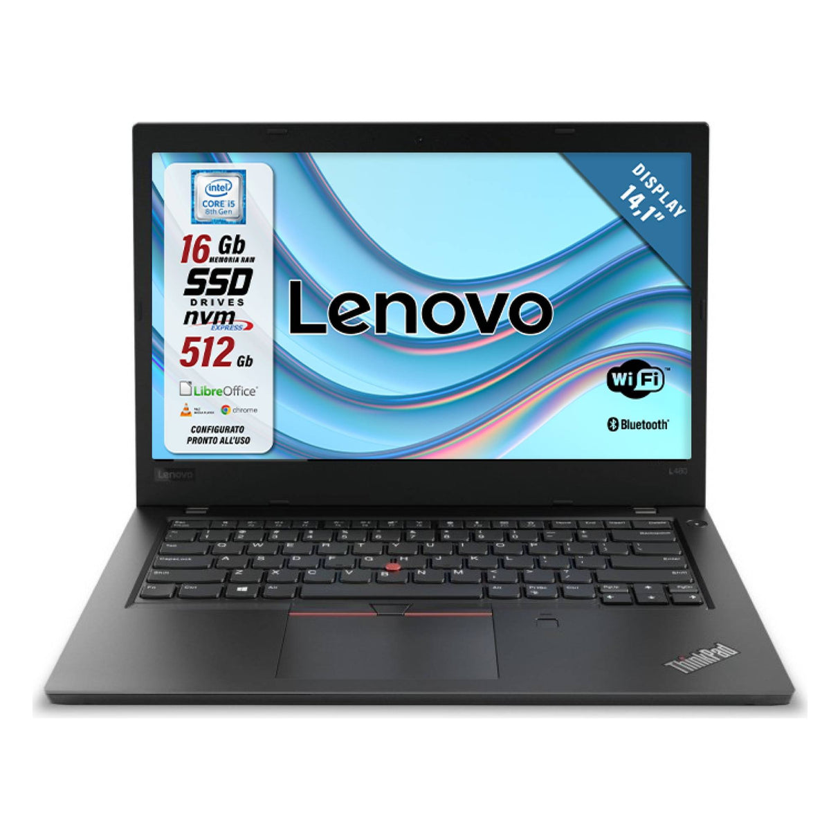 Notebook Pc Portatile Lenovo ThinkPad T480 i5-8250U 14,1" Ram 16GB 512GB SSD Win 10 Pro