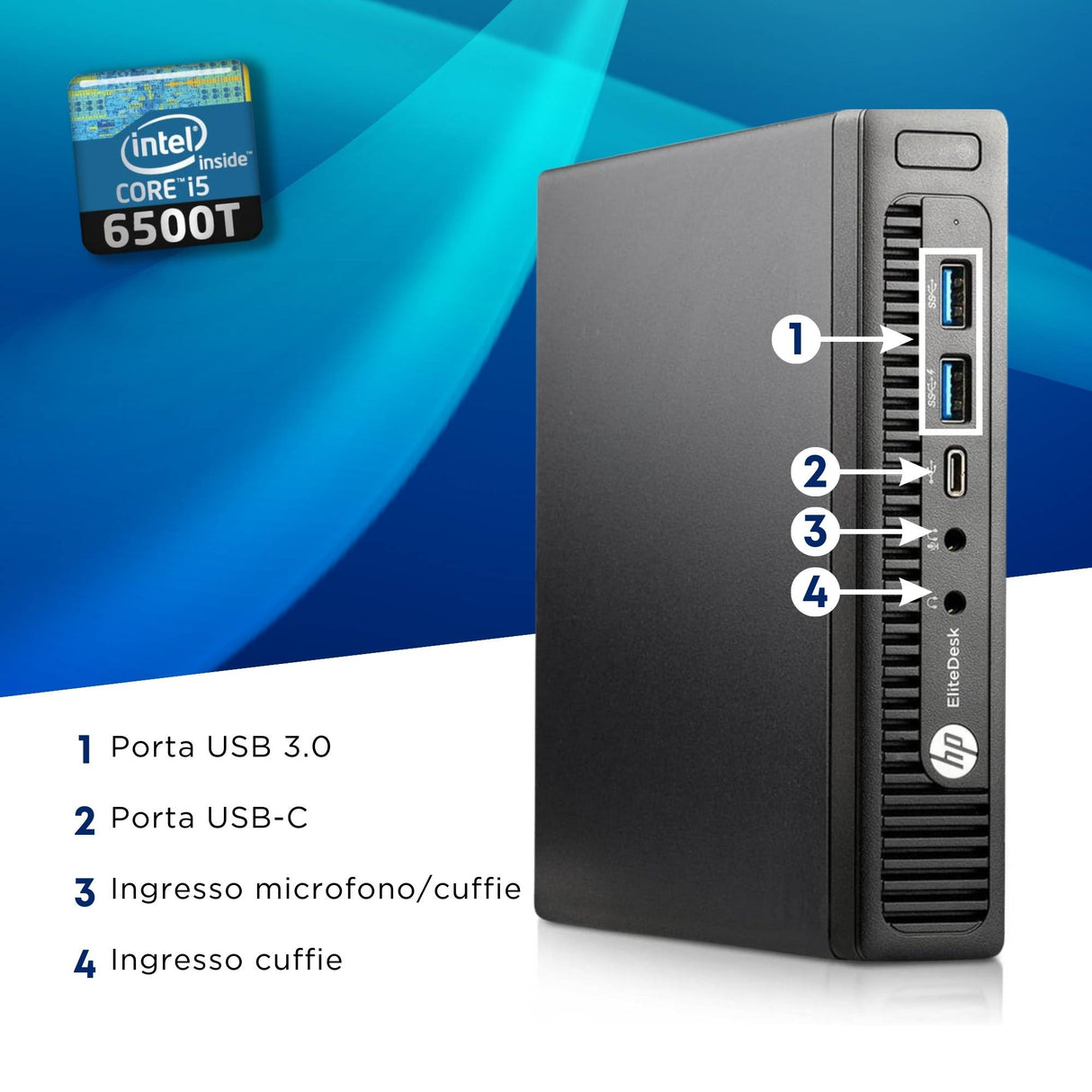 PC Computer Desktop Fisso HP 800 G2 DM i5-6500T Ram 8GB SSD 256GB Win 10 Pro