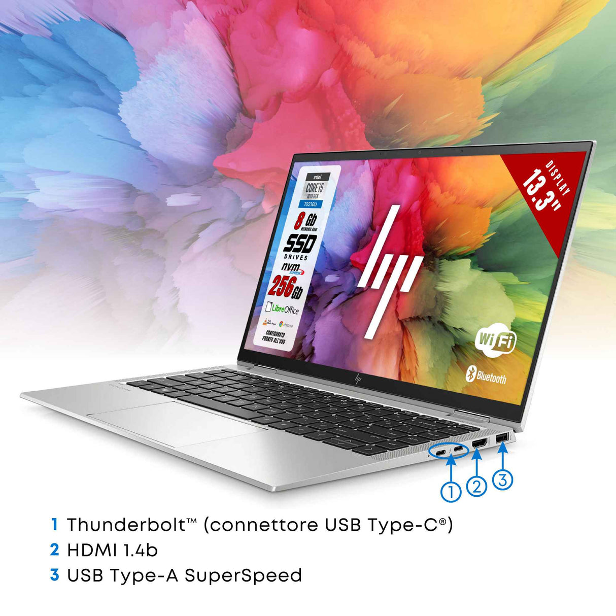 LNF - HP 1030 x360 G7 Convertible 13.3" Touch core i5-10210U 8GB 256GB W11 Libre