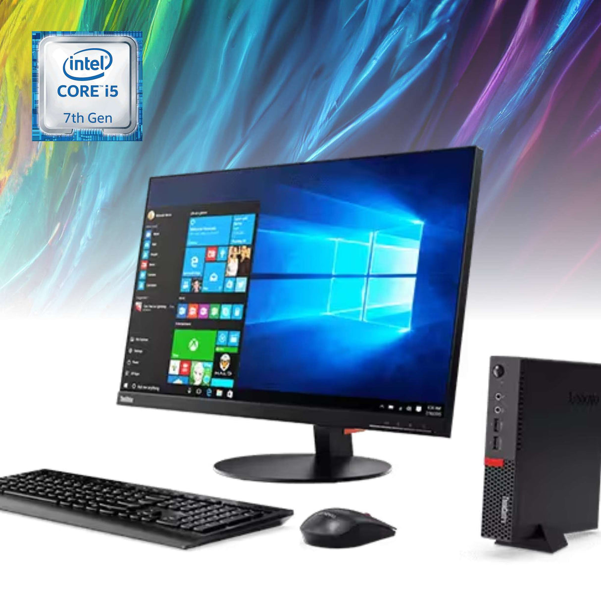 PC Computer Desktop Fisso Lenovo M910Q Tiny i5-7Th Ram 8GB SSD 256GB Win 10 Pro Libre